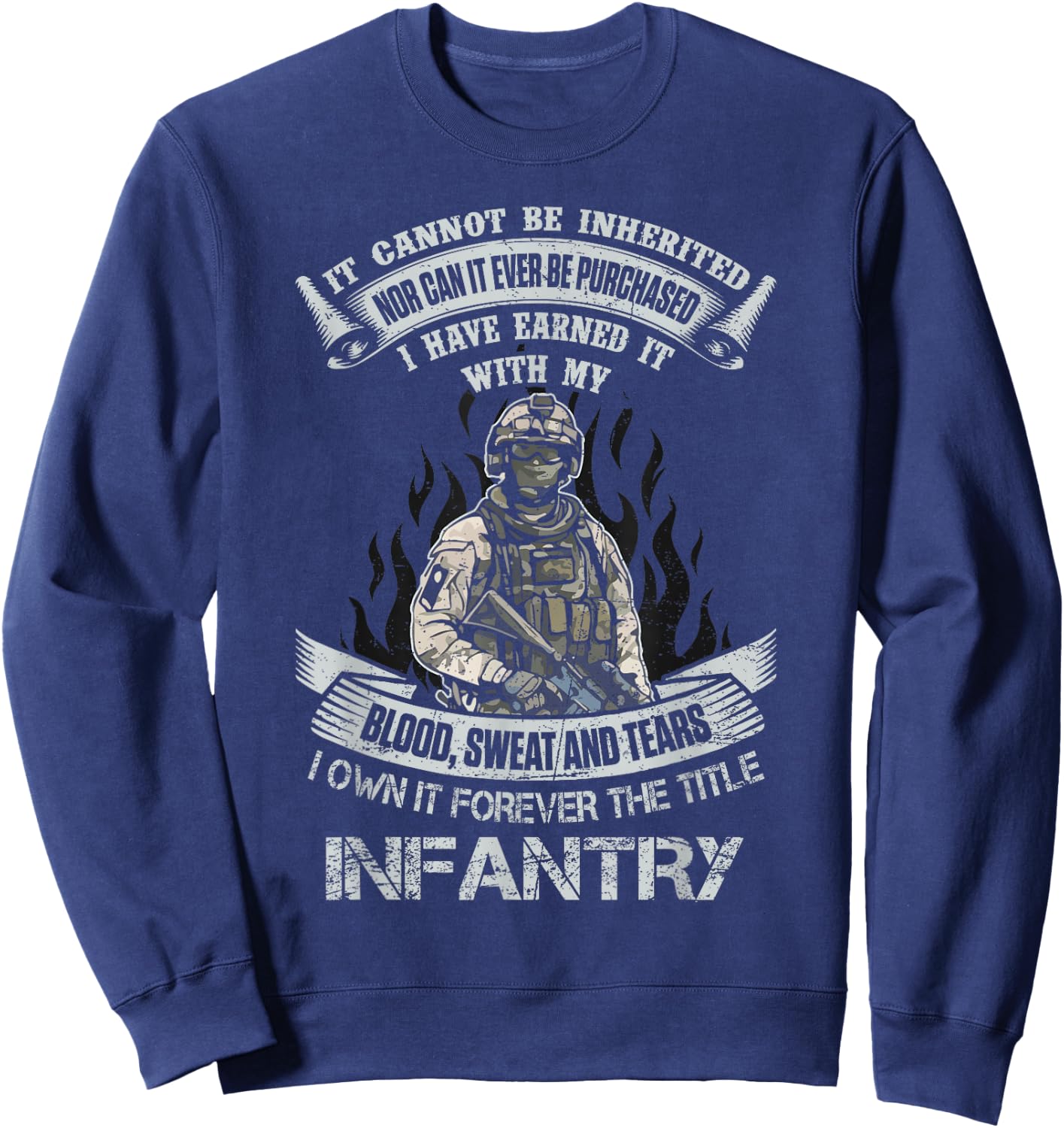 US Army Infantry Veteran Vet Gift -Adults Black Cotton Sweatshirt - Sweatshirt | Navy