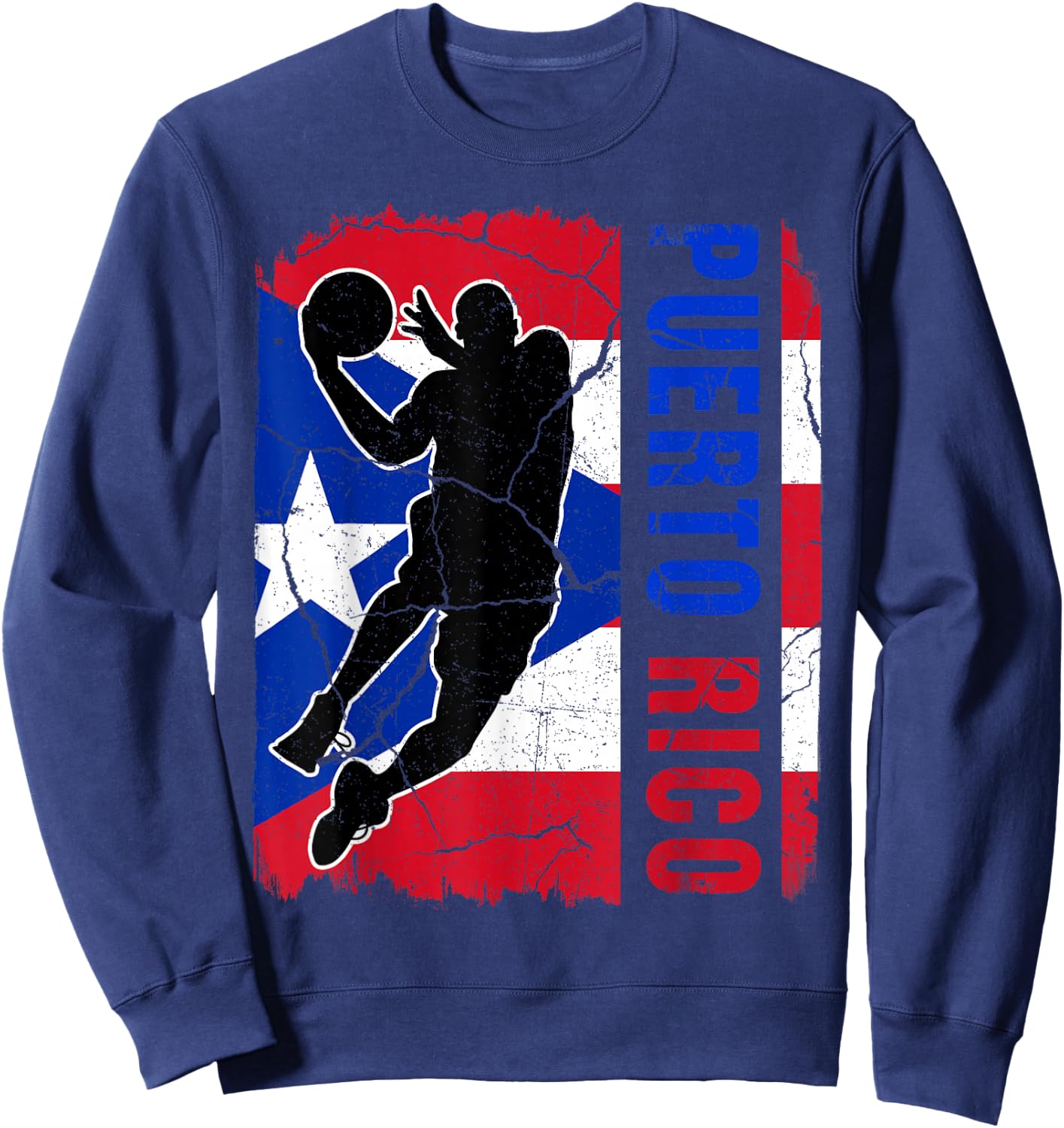 Puerto Rican Basketball Player Puerto Rico Flag Basketball Sweatshirt - Sweatshirt | Navy