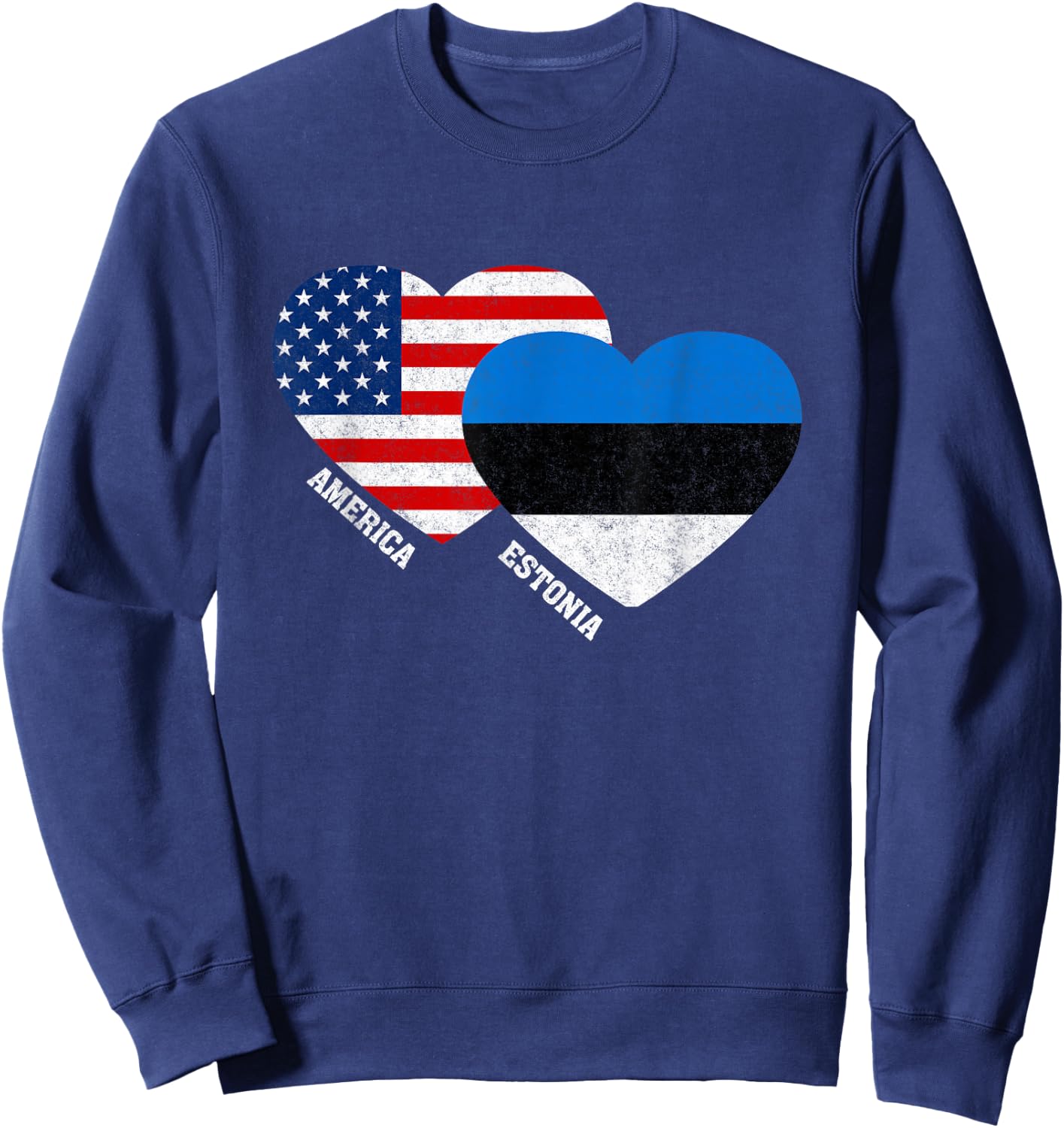 Estonia Flag Shirt Estonian American Pride Vintage Sweatshirt - Sweatshirt | Navy