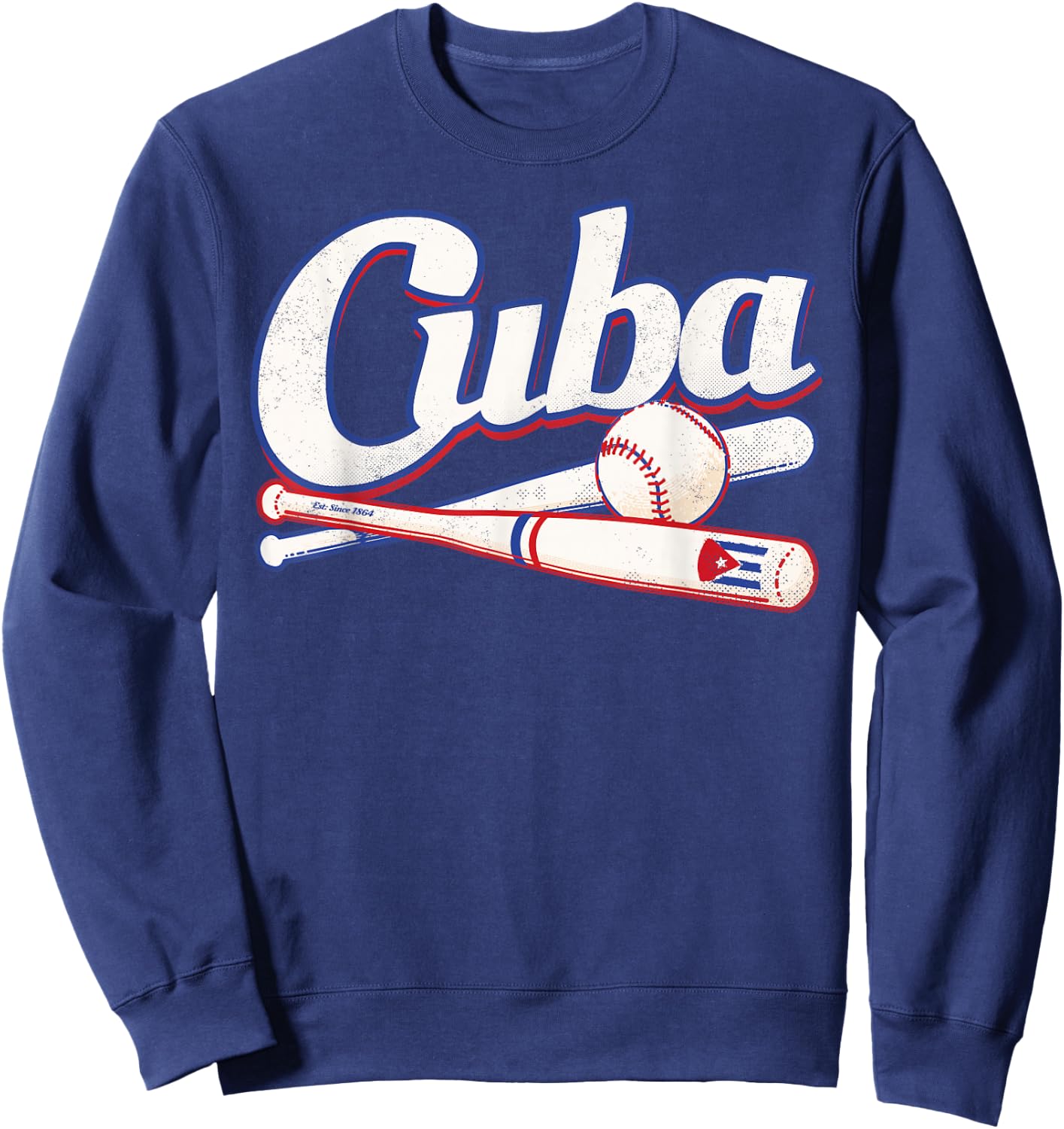 Cuba Baseball Shirt Fan Cuban Flag Sport Team Graphic Sweatshirt - Sweatshirt | Navy