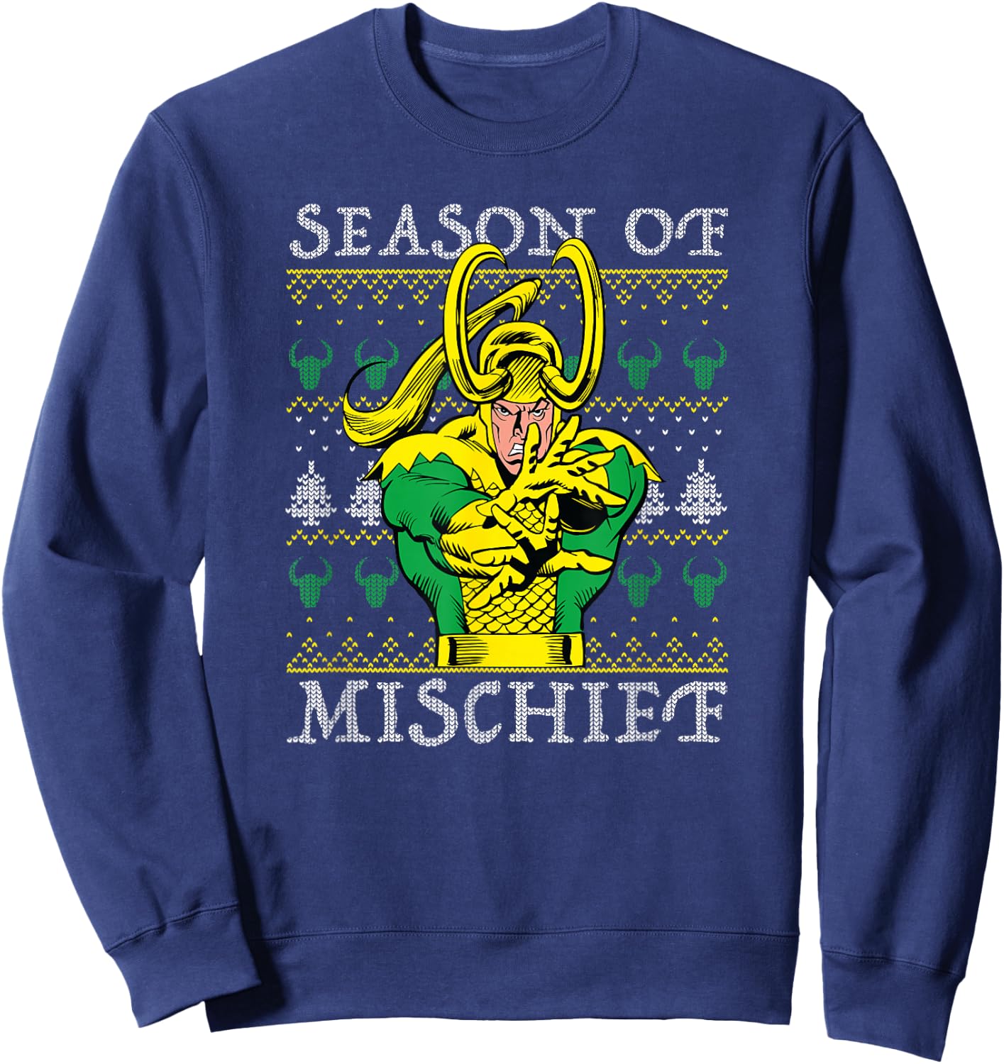 Marvel Christmas Loki Season Of Mischief Ugly Sweater Sweatshirt - Sweatshirt | Navy