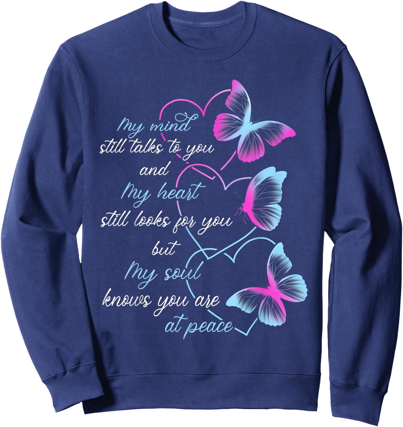 Memorial Men Butterflies Mom Dad Husband Wife Sweatshirt - Sweatshirt | Navy
