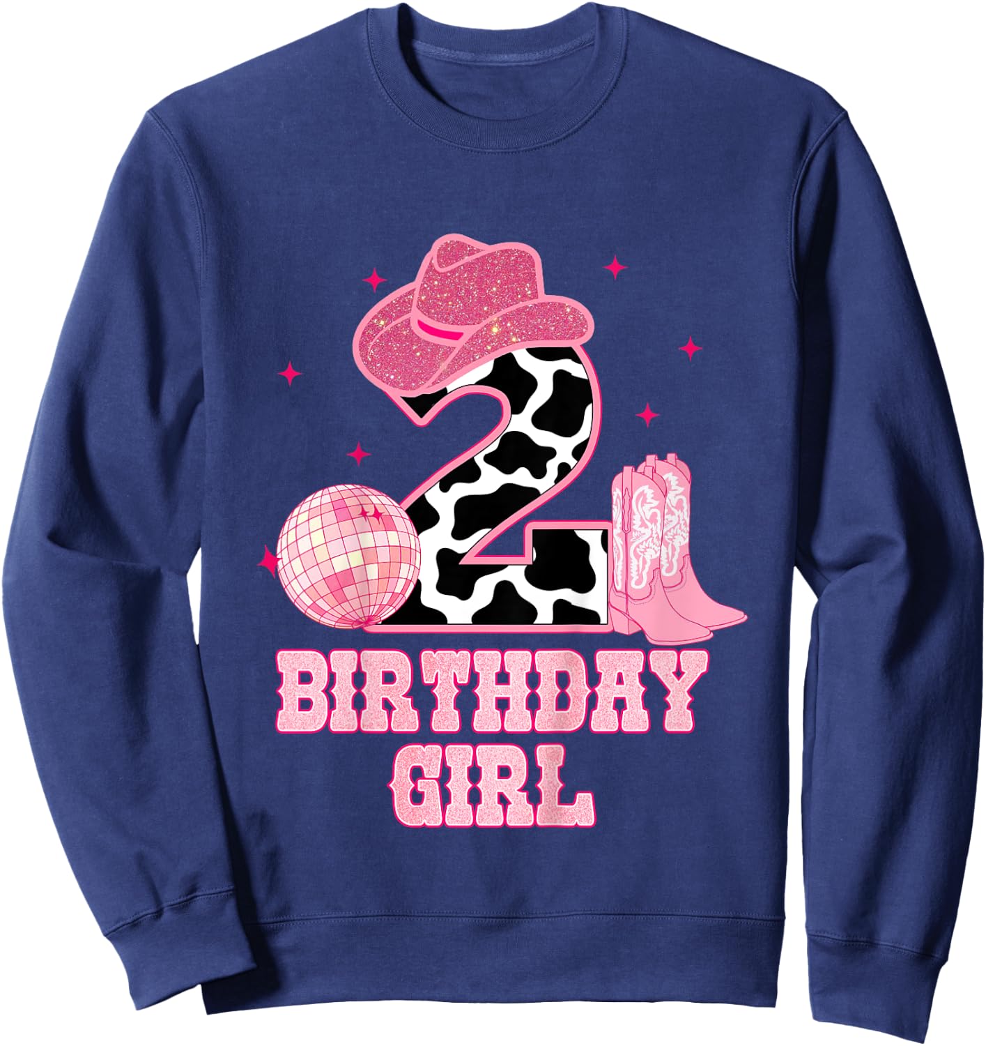 Happy 2nd Birthday Girl Outfit Rodeo Western Cowgirl Cowboy Sweatshirt - Sweatshirt | Navy