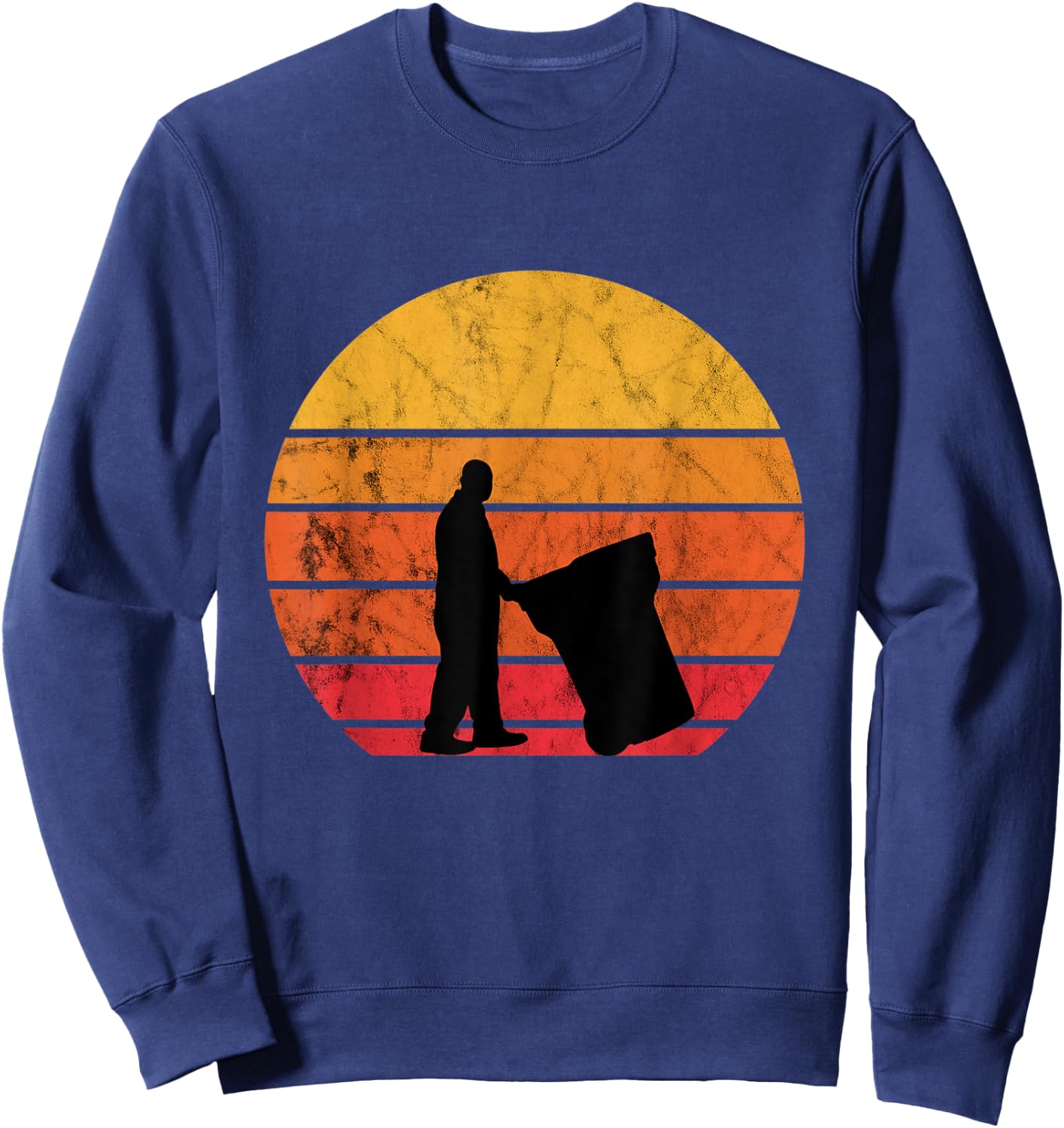 Garbage Man Trash Retro Vintage Sunset Garbage Truck Sweatshirt - Sweatshirt | Navy