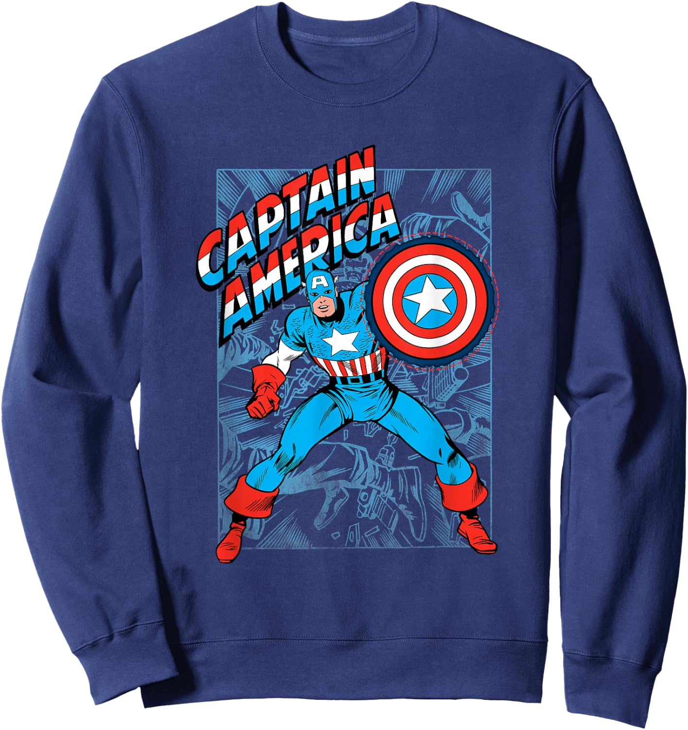 Marvel Comics Retro Classic Captain America Comic Book Cover Sweatshirt - Sweatshirt | Navy