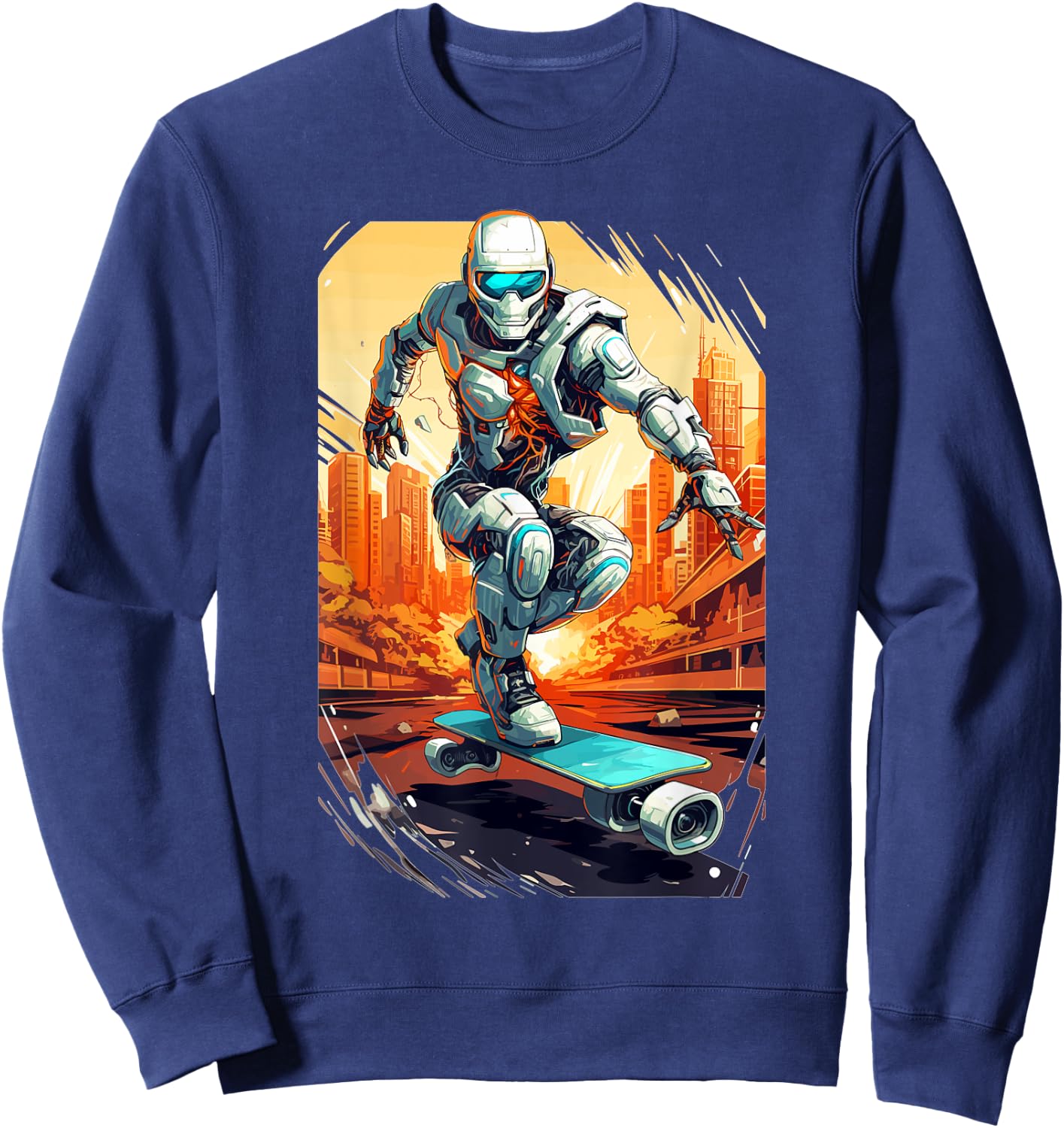 Robot Skater - Skateboard Skateboarder Skateboarding Sweatshirt - Sweatshirt | Navy