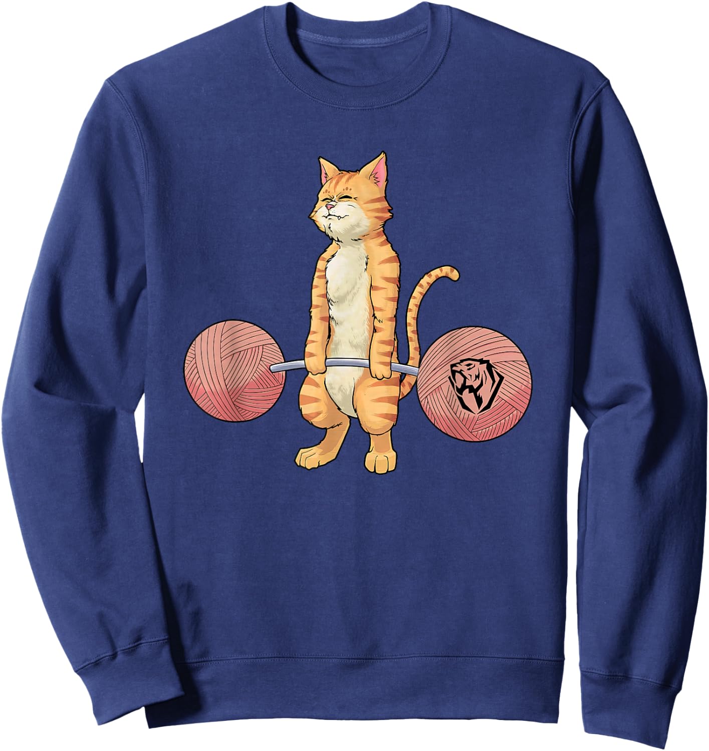 Deadlifting Tabby Cat Funny Women Sweatshirt - Sweatshirt | Navy