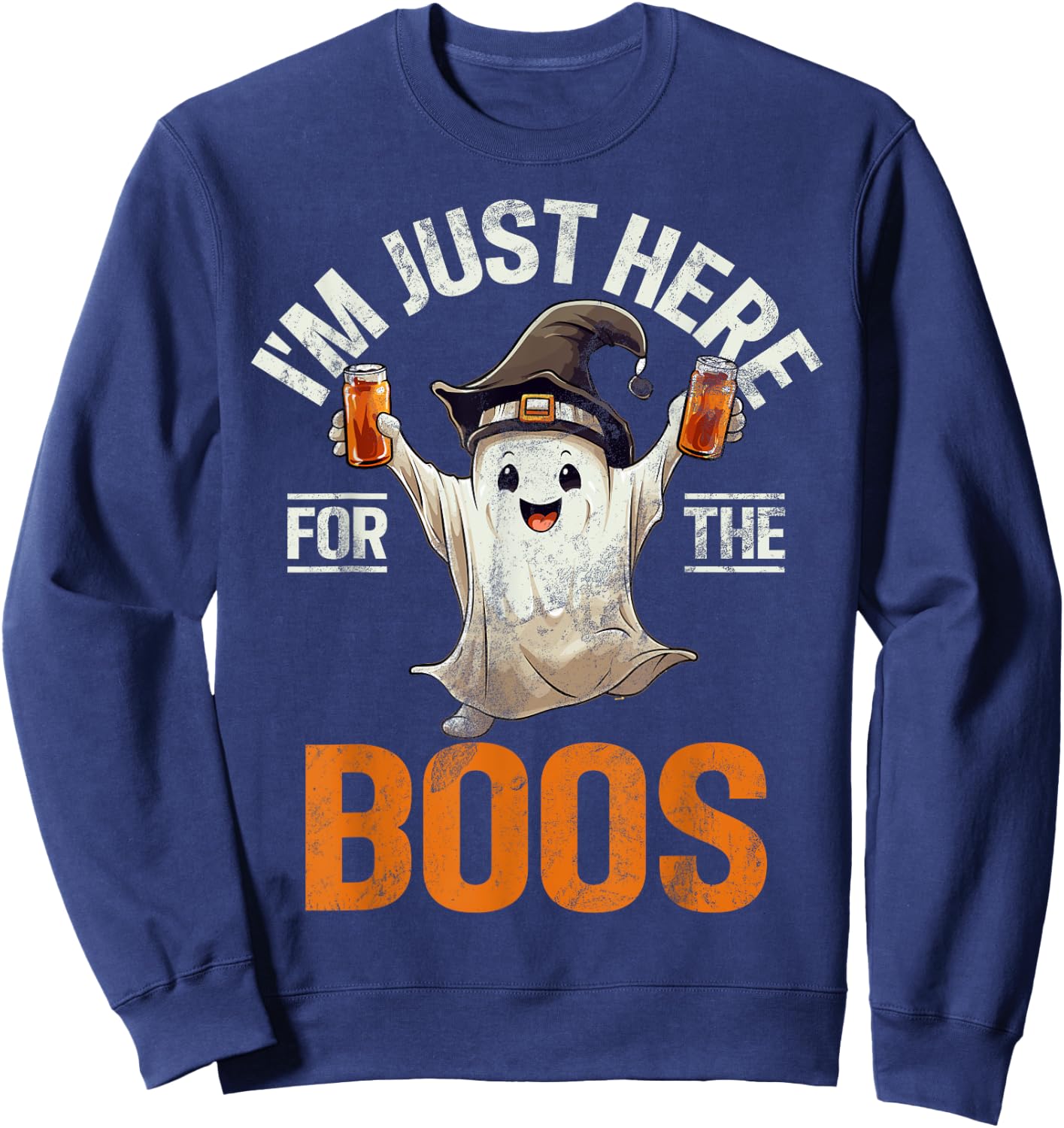 Just Here For The Boos Halloween Costume Funny Halloween Sweatshirt - Sweatshirt | Navy