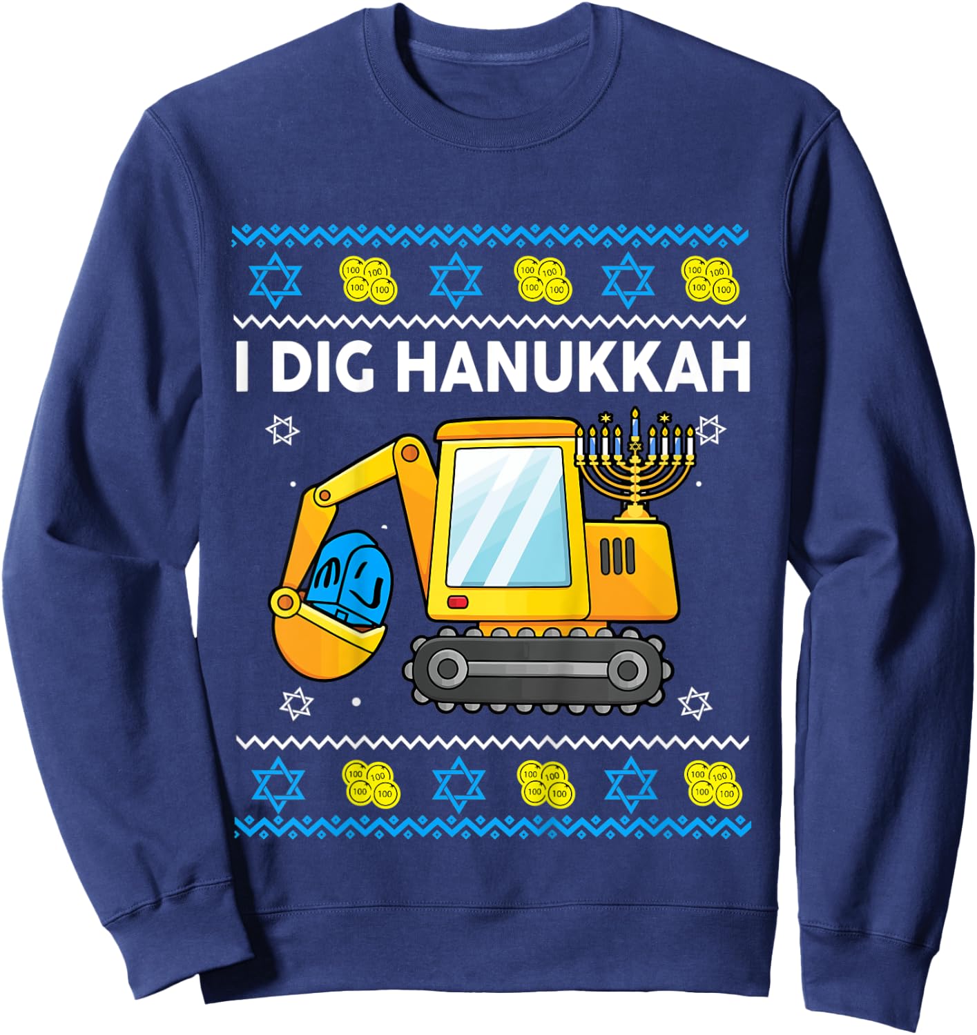 Kids I Dig Hanukkah-Shirt Happy Chanukah Funny Jewish Boy Toddler Sweatshirt - Sweatshirt | Navy