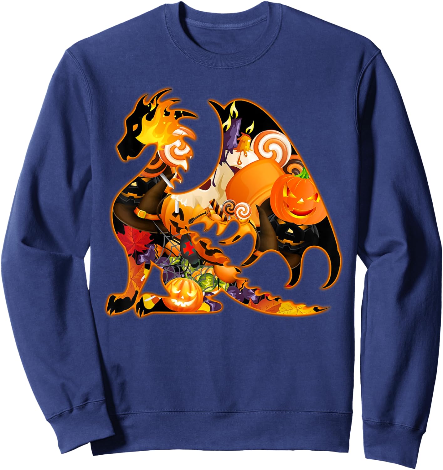 Dragon Halloween Costume Dragon Pumpkin Fall Sweatshirt - Sweatshirt | Navy