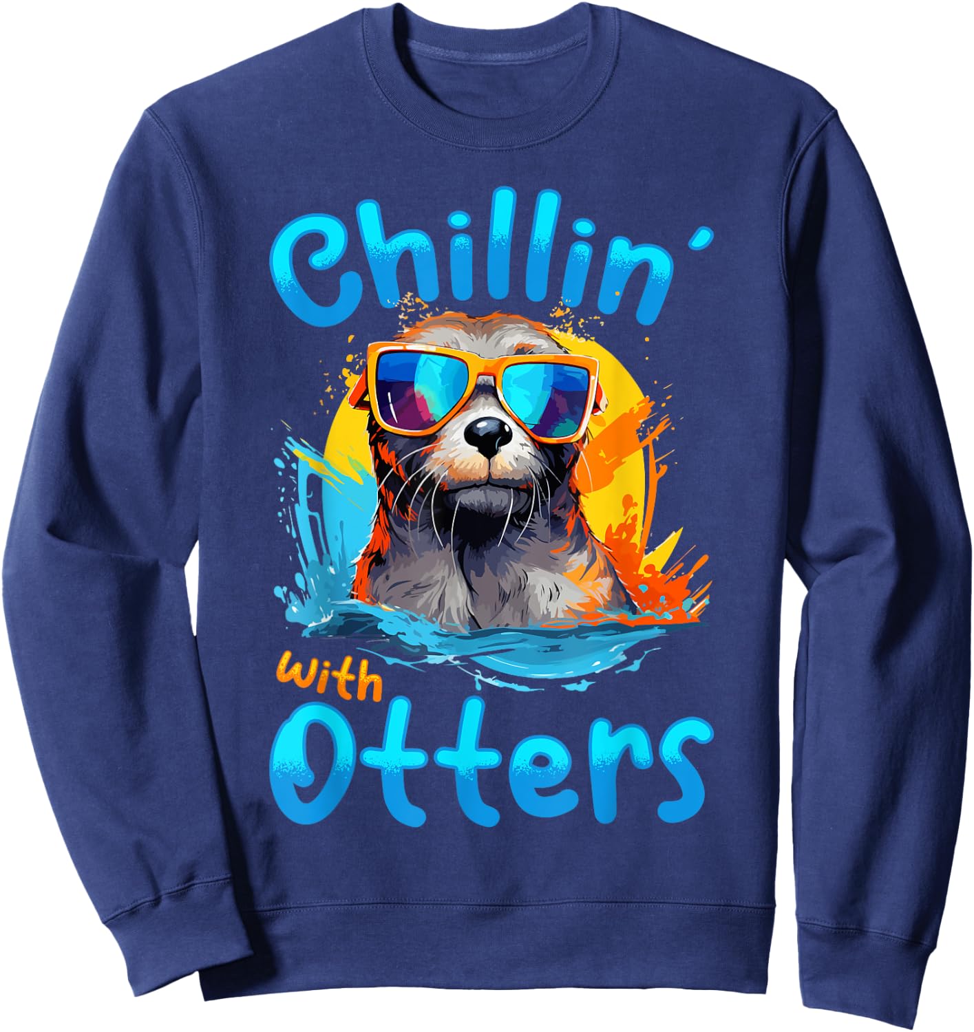 Otter Animal Kids & Adult - Chillin' with Otters Sweatshirt - Sweatshirt | Navy