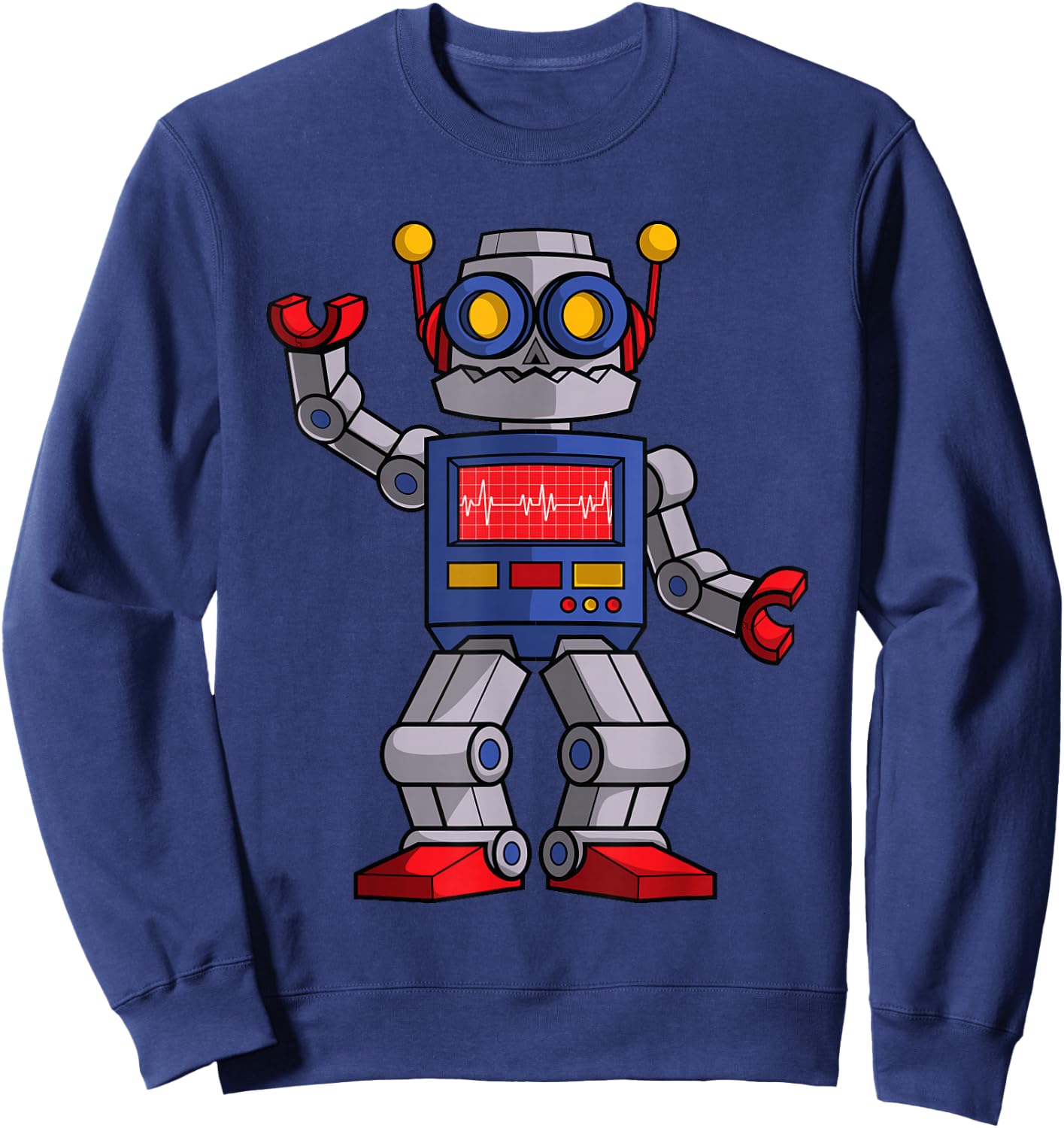 Funny Robot Design for Kids Boys Girls Robotics Bot Lovers Small Sweatshirt - Sweatshirt | Navy