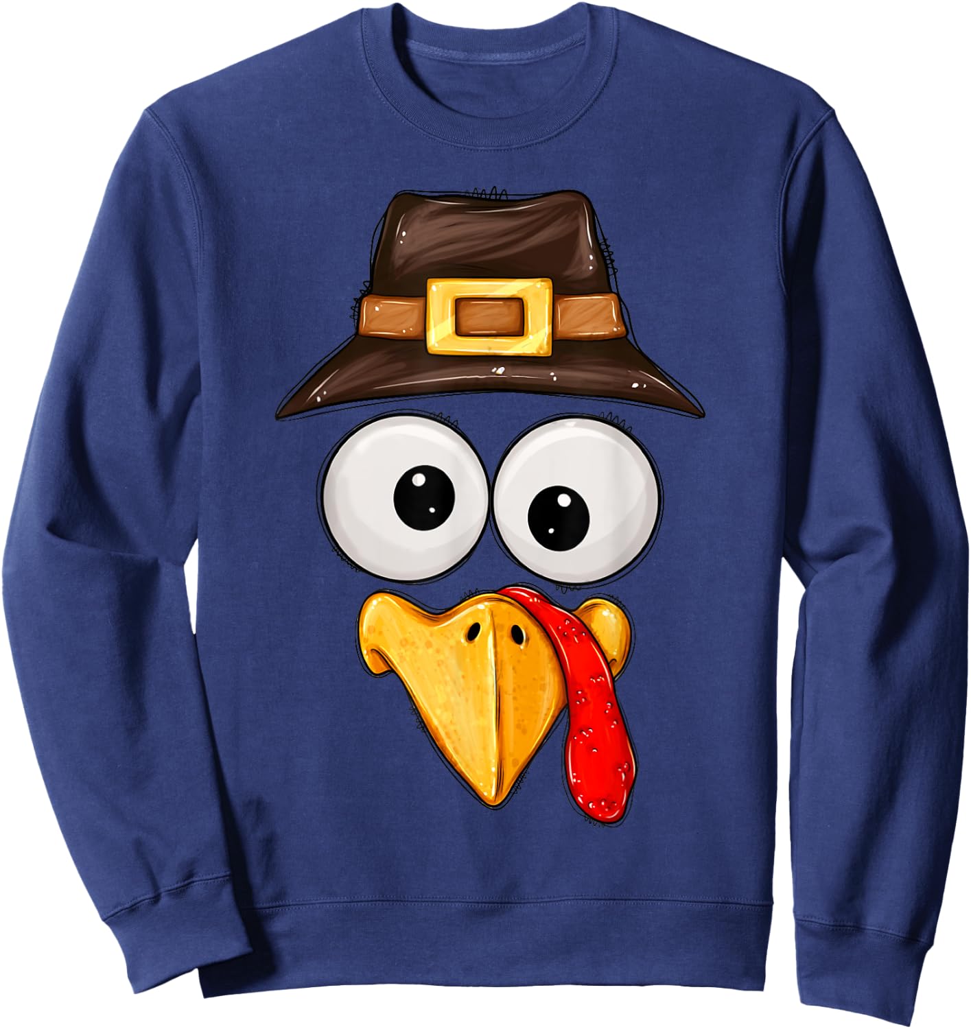 Cute Turkey Face Glasses Boys Kids Thanksgiving Family Sweatshirt - Sweatshirt | Navy