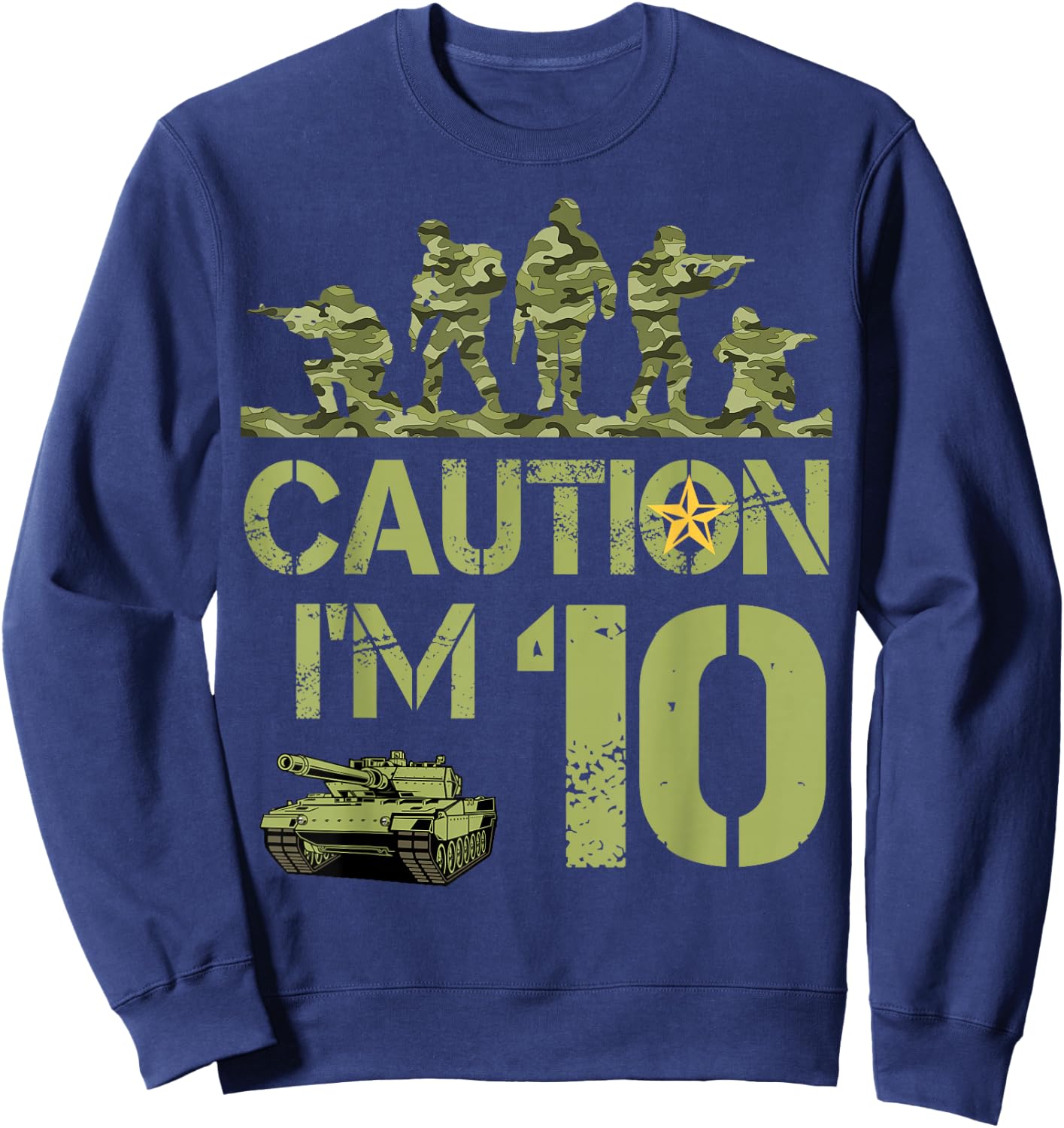 10th Birthday Military I'm 10 Year Old Soldier Camo Birthday Sweatshirt - Sweatshirt | Navy