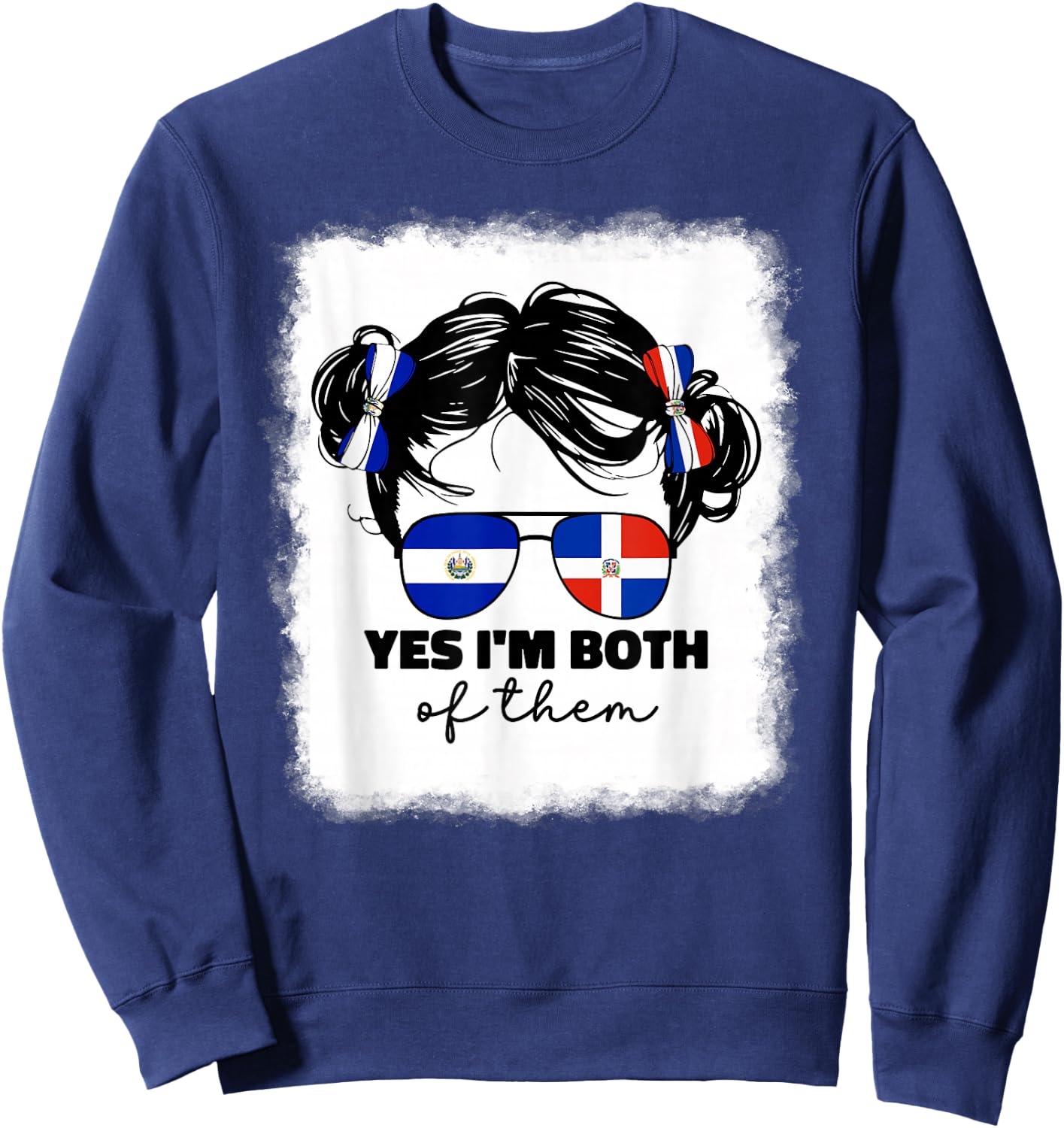 Half Dominican And Salvadorian El Salvador Flag Kids Girls Sweatshirt - Sweatshirt | Navy