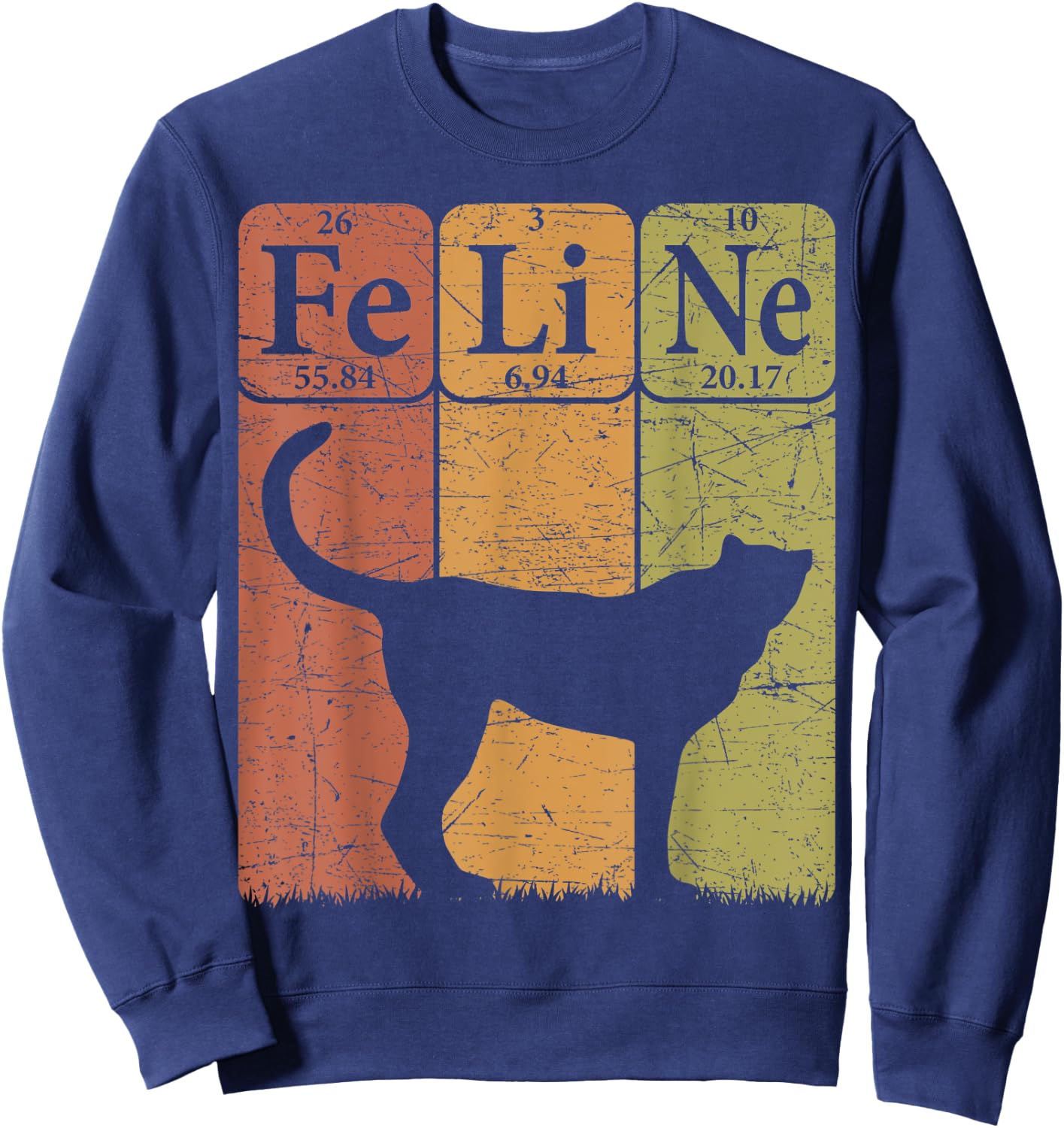 Feline Cheetah Periodic Table Elements Cheetah Retro Sweatshirt - Sweatshirt | Navy