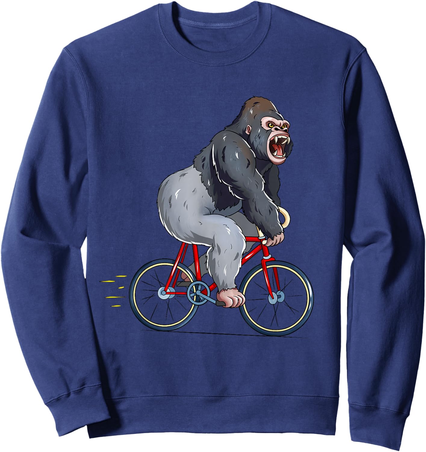 Gorilla Riding Bicycle Cute Biker Cyclist Sweatshirt - Sweatshirt | Navy