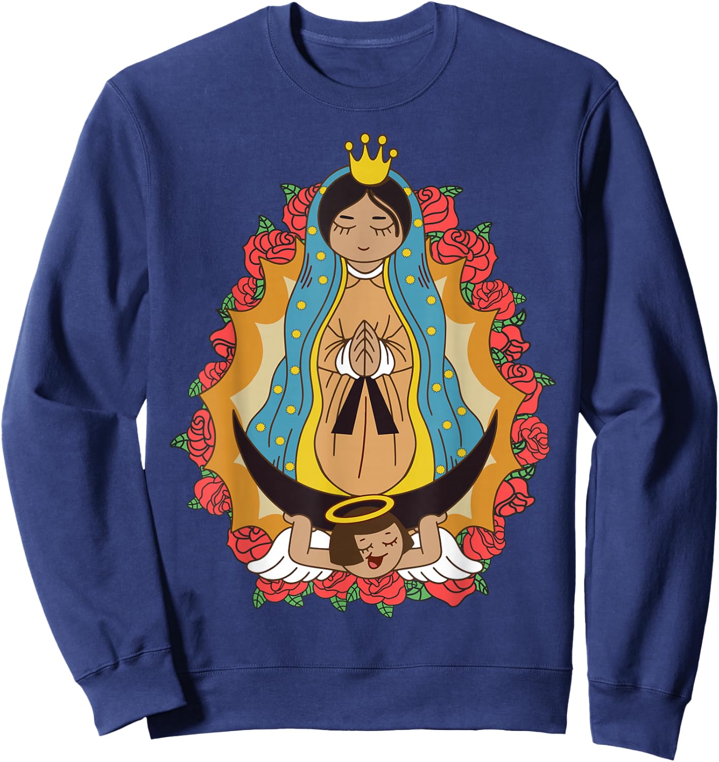 Cute Virgen de Guadalupe for Kids Women Our Lady Guadalupe Sweatshirt - Sweatshirt | Navy