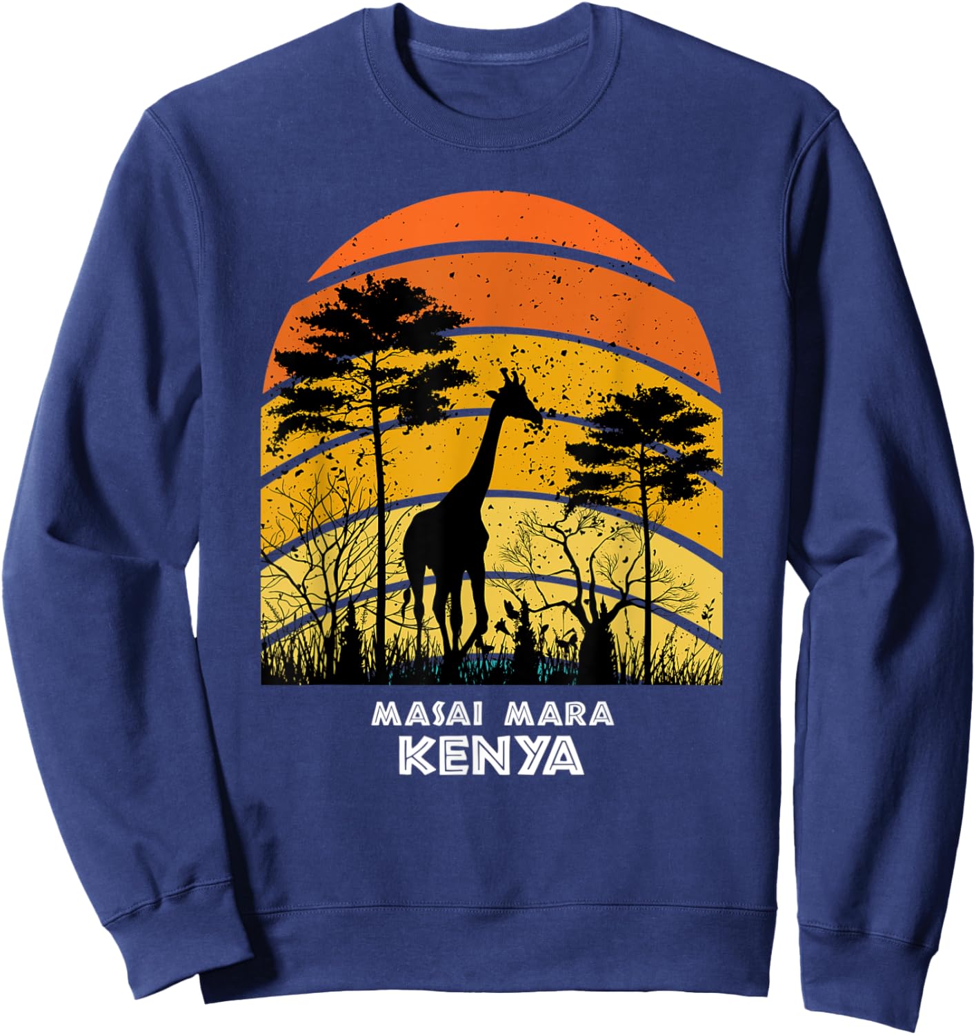 Masai Mara, Kenya Safari National Park Game Reserve Girrafe Sweatshirt - Sweatshirt | Navy