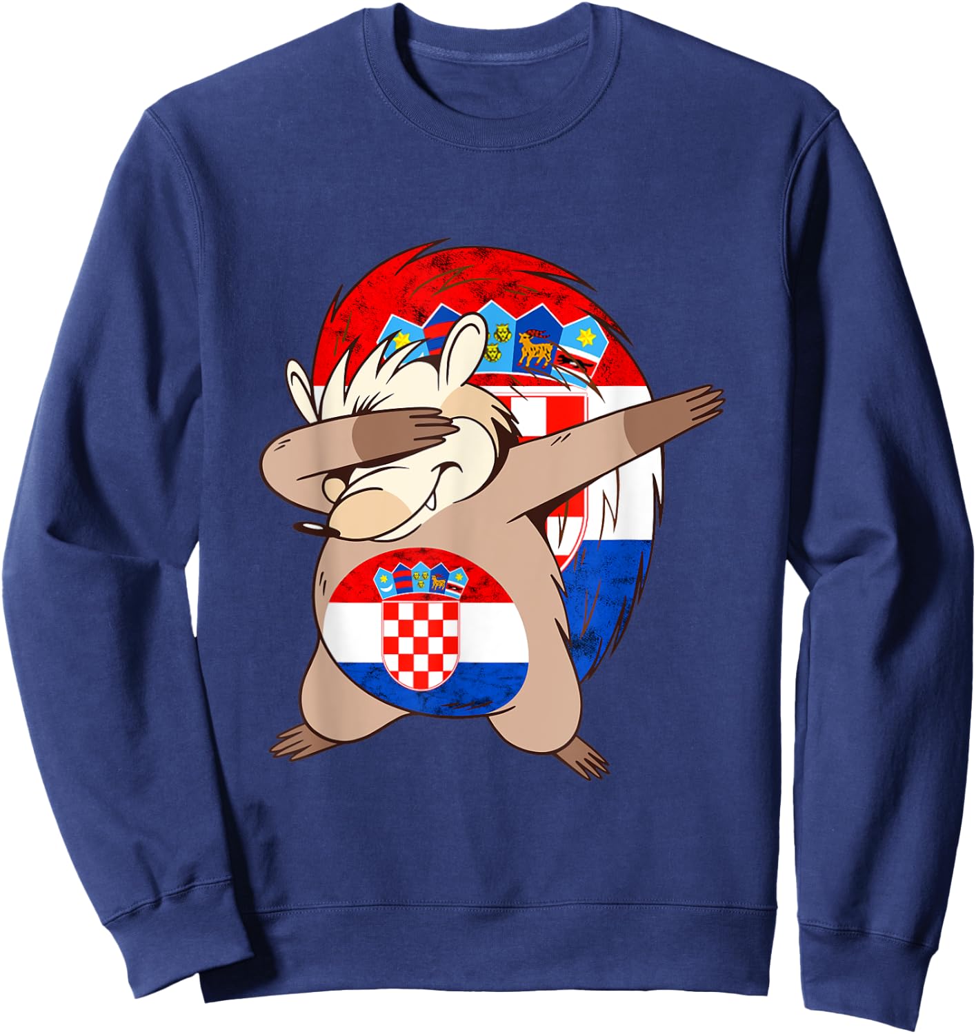 Hrvatska Hedgehog Croatian Soccer Team Croatian Flag Croatia Sweatshirt - Sweatshirt | Navy