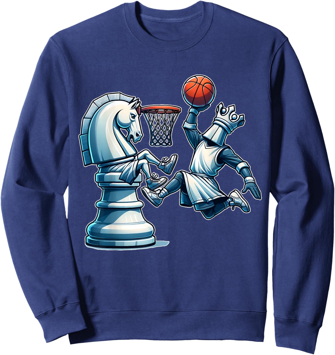 Elegant Chess Board King Basketball Game Sweatshirt - Sweatshirt | Navy