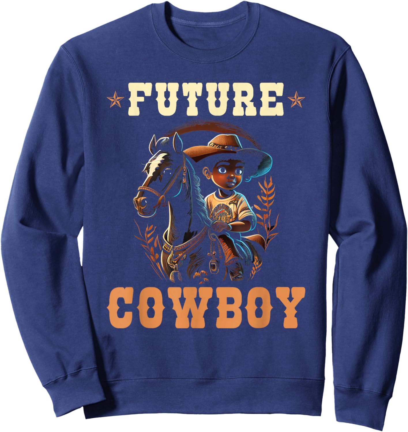 Future Cowboy Toddler African American Rodeo Cowboy Boy Kids Sweatshirt - Sweatshirt | Navy