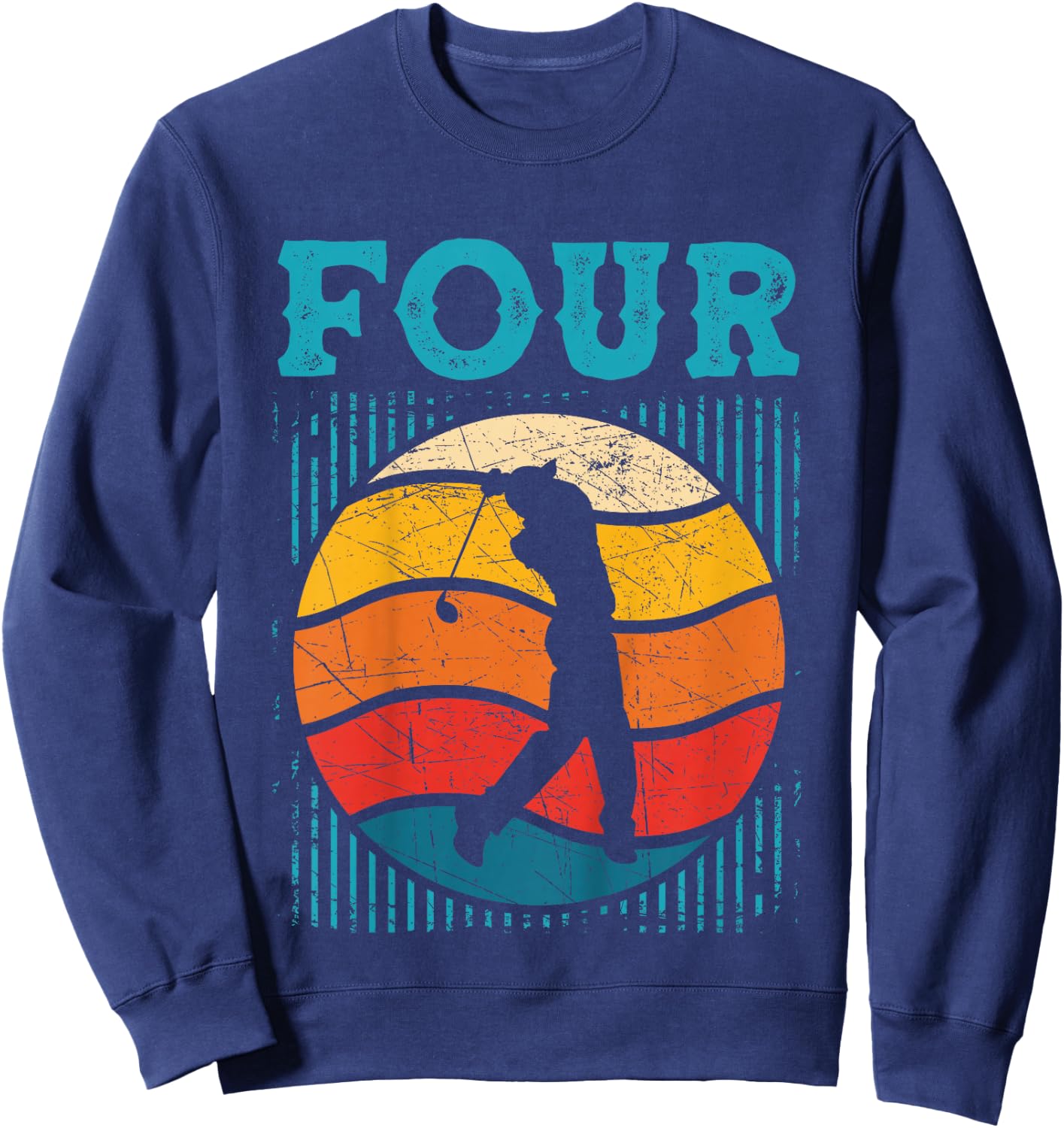 4th Birthday Retro Golf 4 Years Old Boy Girl Sweatshirt - Sweatshirt | Navy