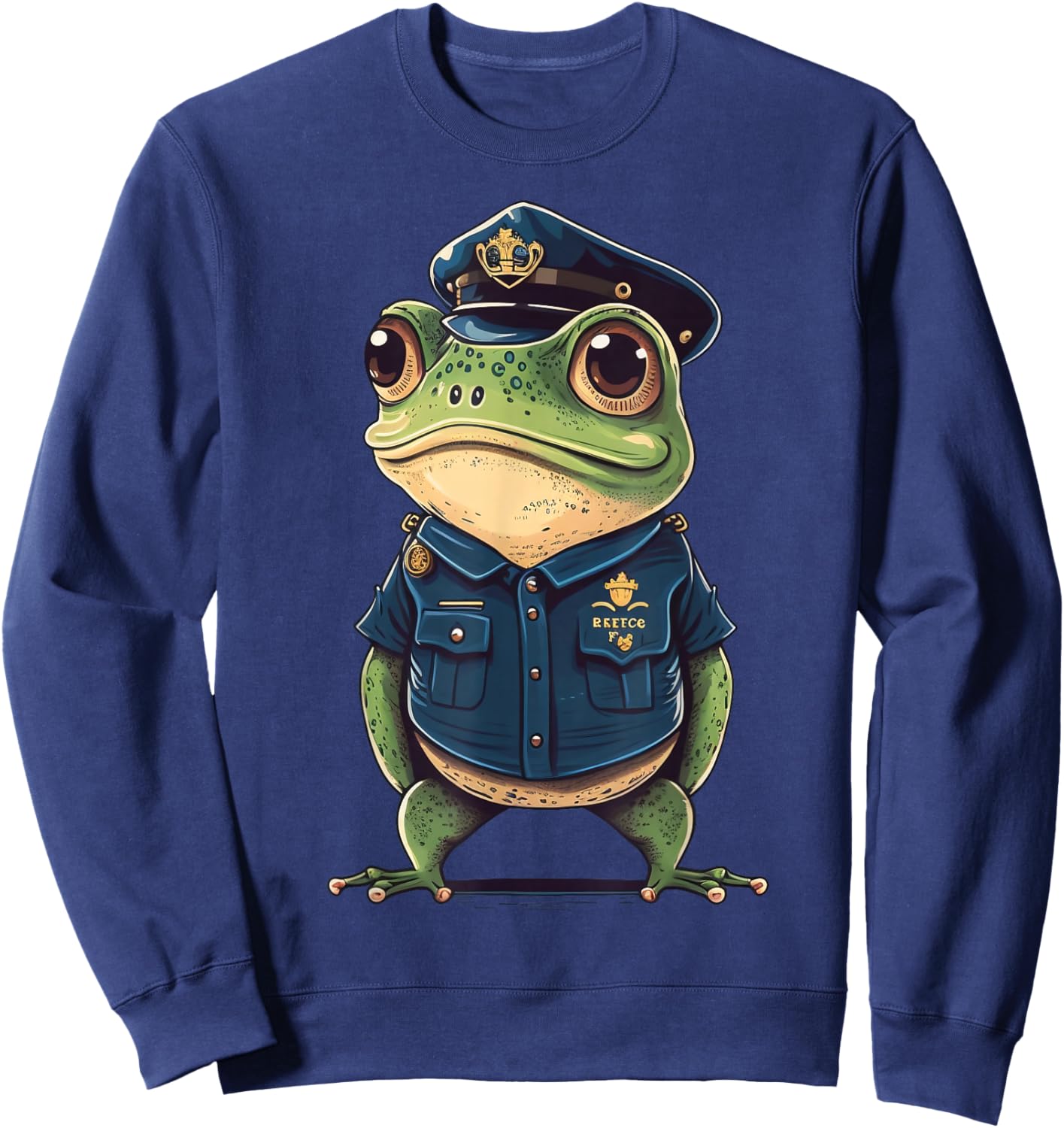 Police Officer Frog Cop on Police Frog Sweatshirt - Sweatshirt | Navy