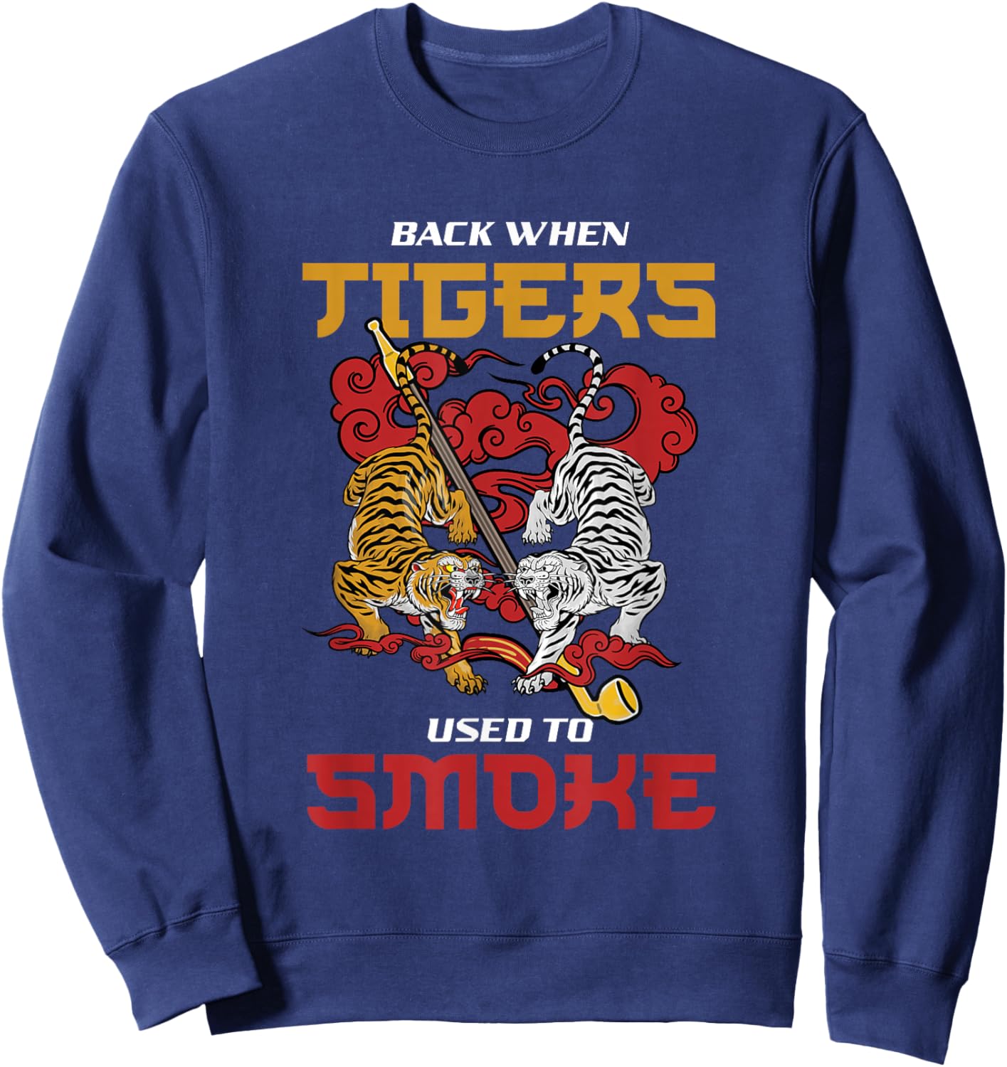 Back When Tigers Used To Smoke | Korean Myth | Korean Tiger Sweatshirt - Sweatshirt | Navy
