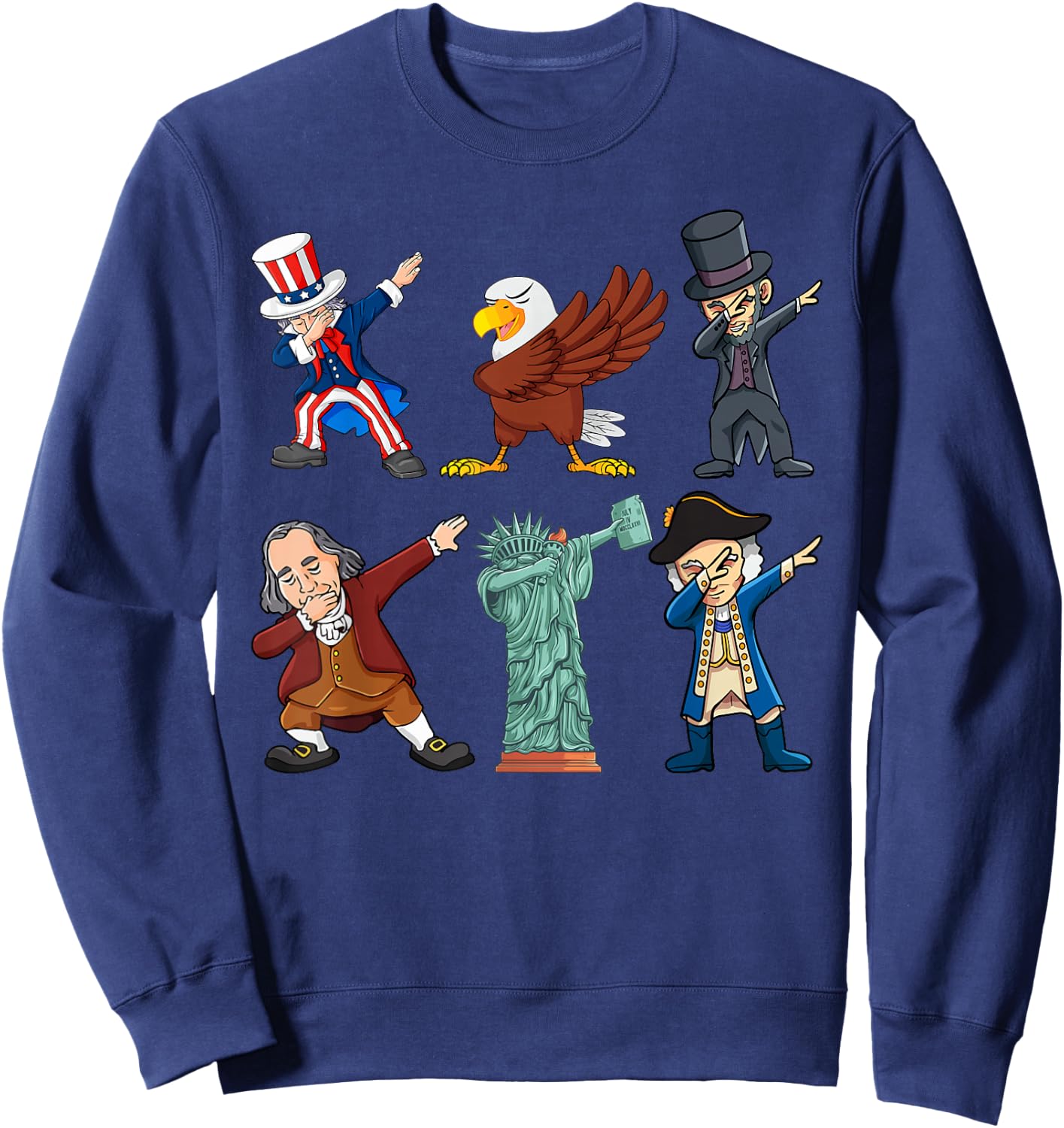 Funny Dab Uncle Sam And Friends 4th of July Boys Girls Kids Sweatshirt - Sweatshirt | Navy