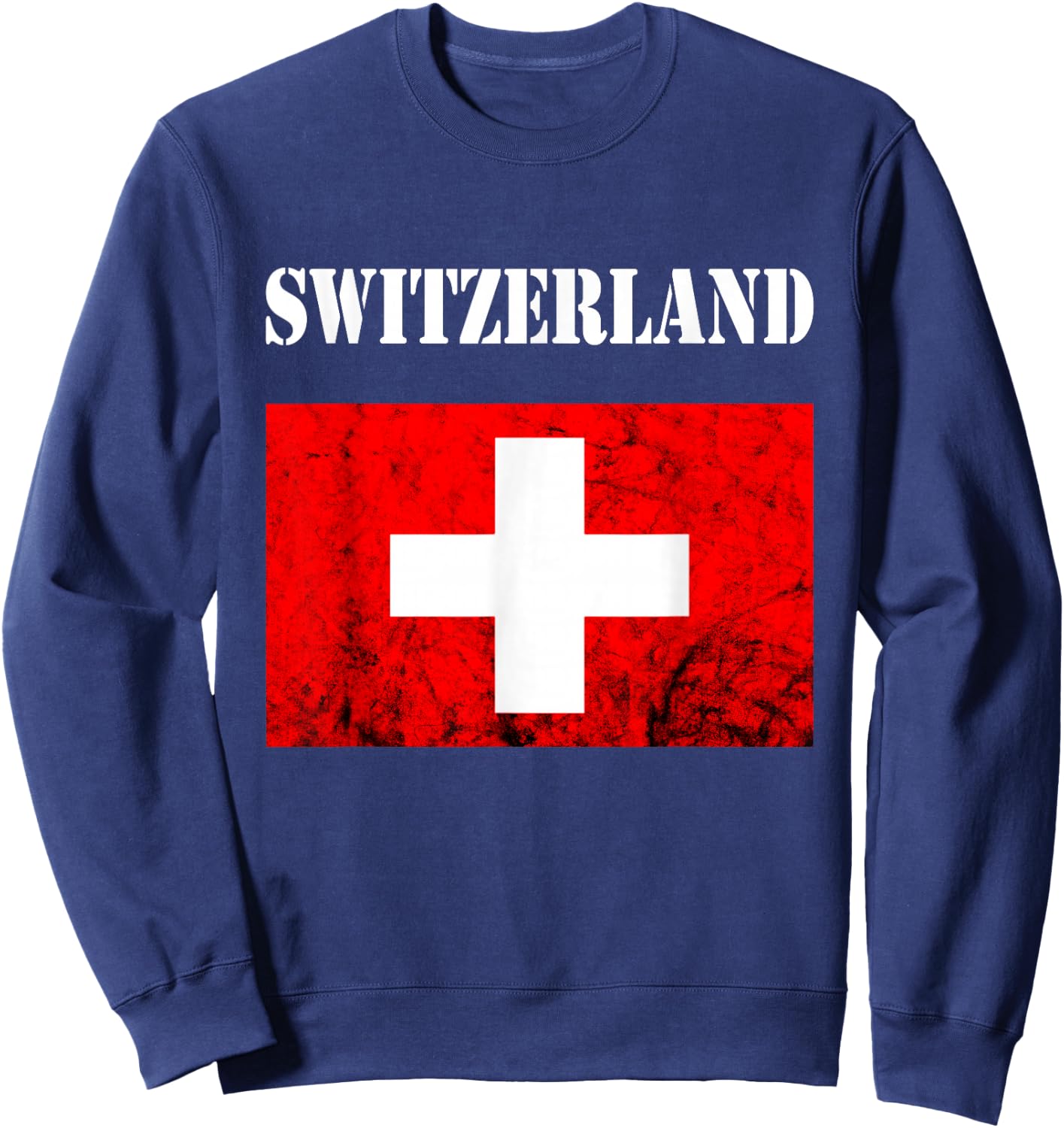 Vintage Swiss Flag Swiss Pride Switzerland Flag Schweiz Sweatshirt - Sweatshirt | Navy