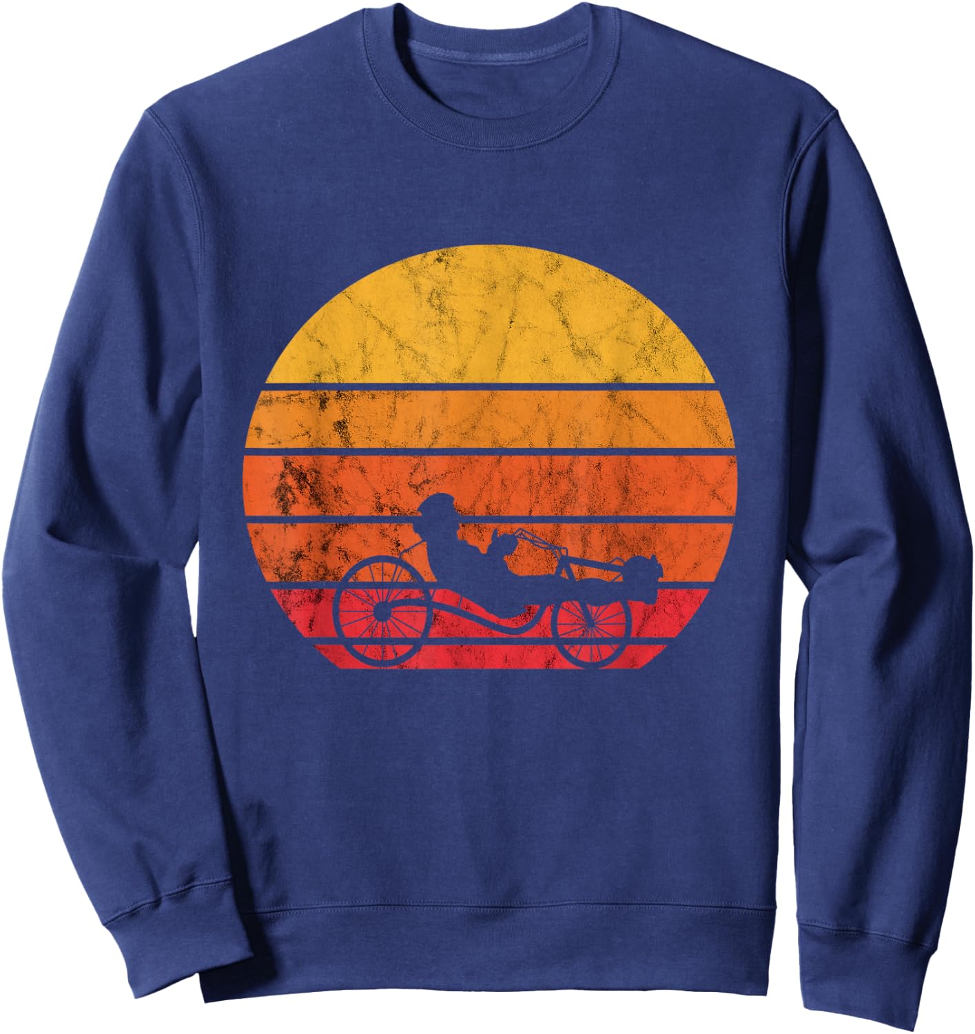 Retro Sunset Recumbent Bike Recumbent Trike Cycling Triker Sweatshirt - Sweatshirt | Navy