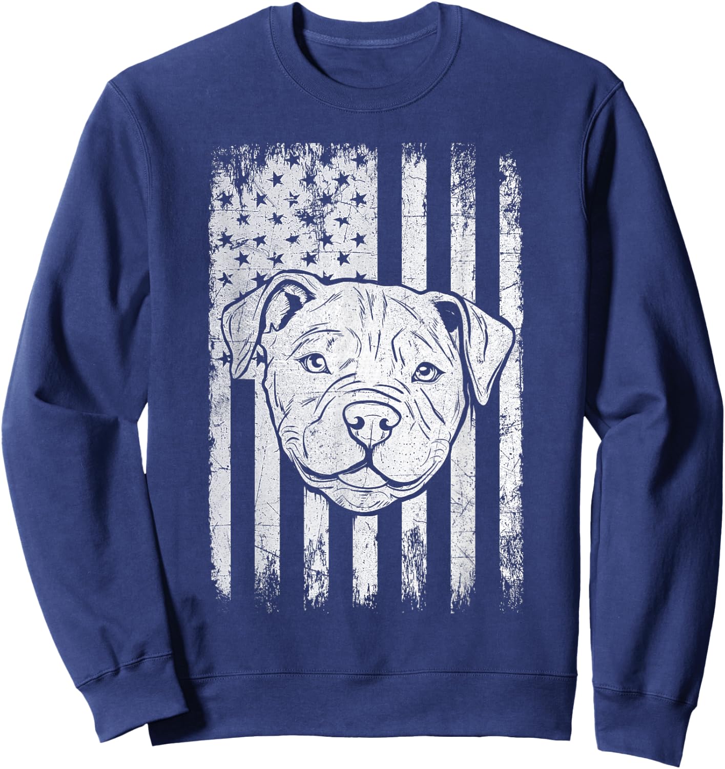 Patriotic Pitbull Dog - USA American Pet Owner Animal Lover Sweatshirt - Sweatshirt | Navy
