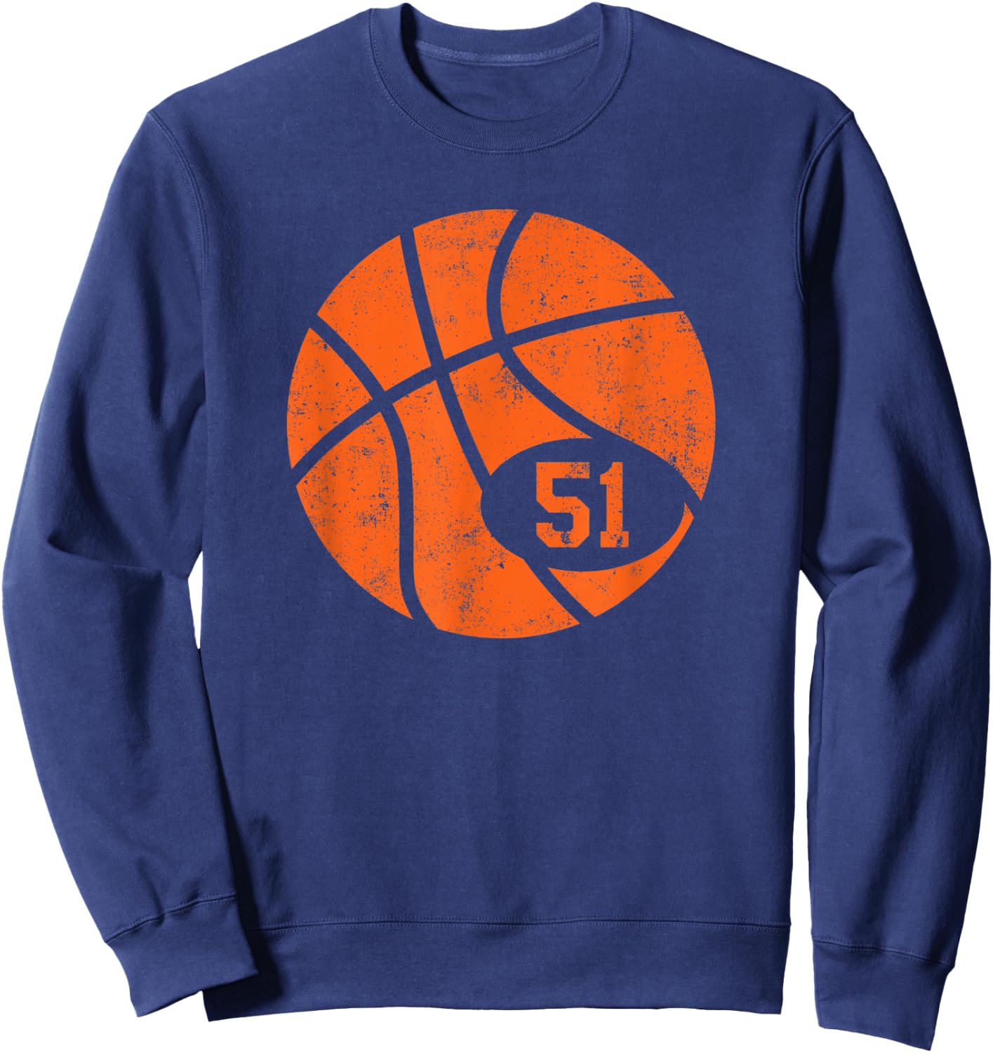 Basketball Classic Sport 51 Jersey Number Vintage Distressed Sweatshirt - Sweatshirt | Navy