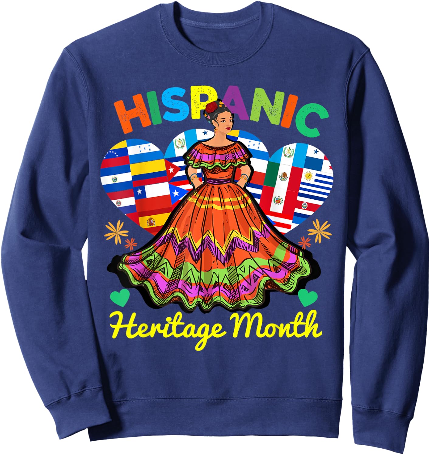 Hispanic Heritage Month Dress Inspired Girl Dancing Sweatshirt - Sweatshirt | Navy