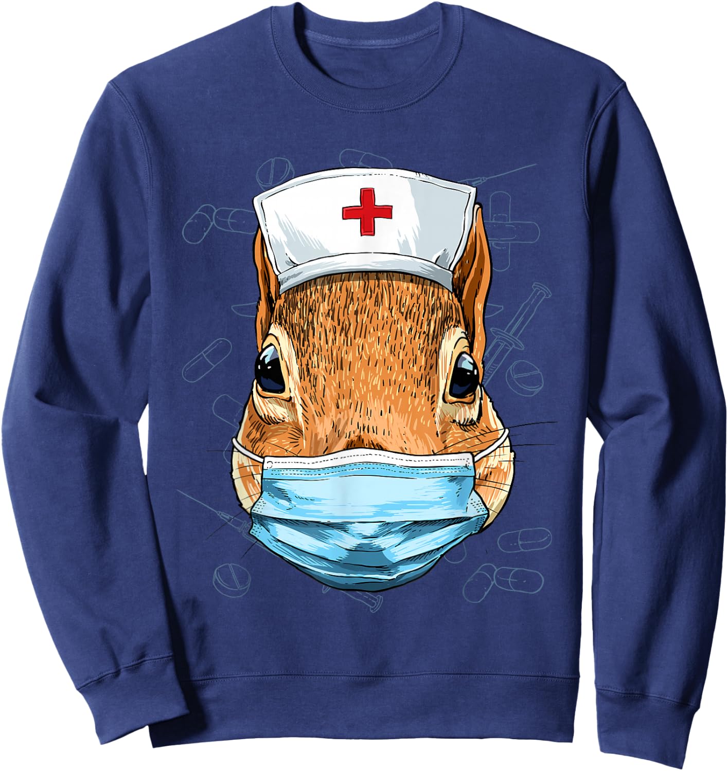 Hospital Squirrel ER Nurse RN LPN Nurse Life Squirrel Lover Sweatshirt - Sweatshirt | Navy