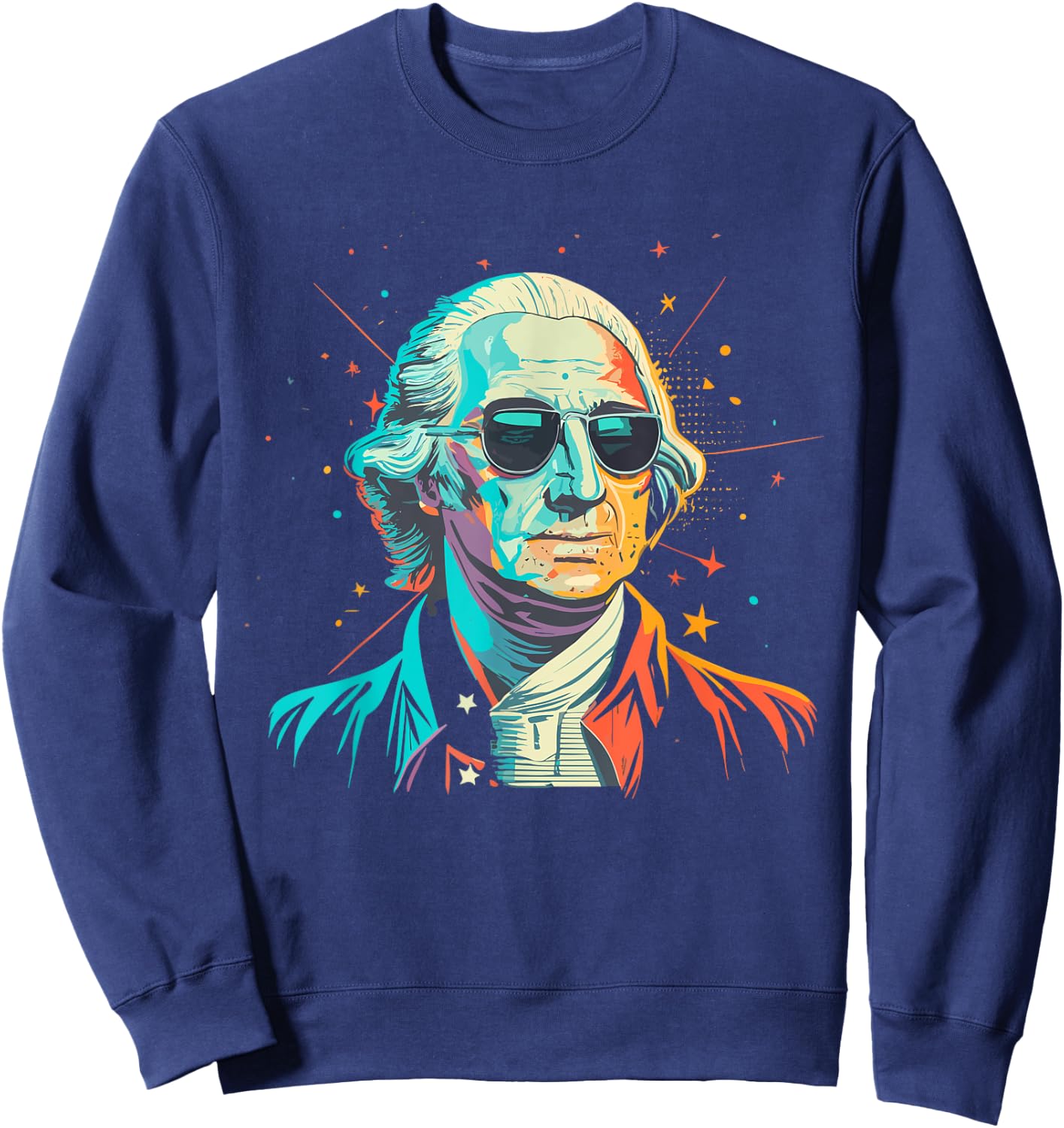 George Washington With Sunglasses | George Washington Sweatshirt - Sweatshirt | Navy