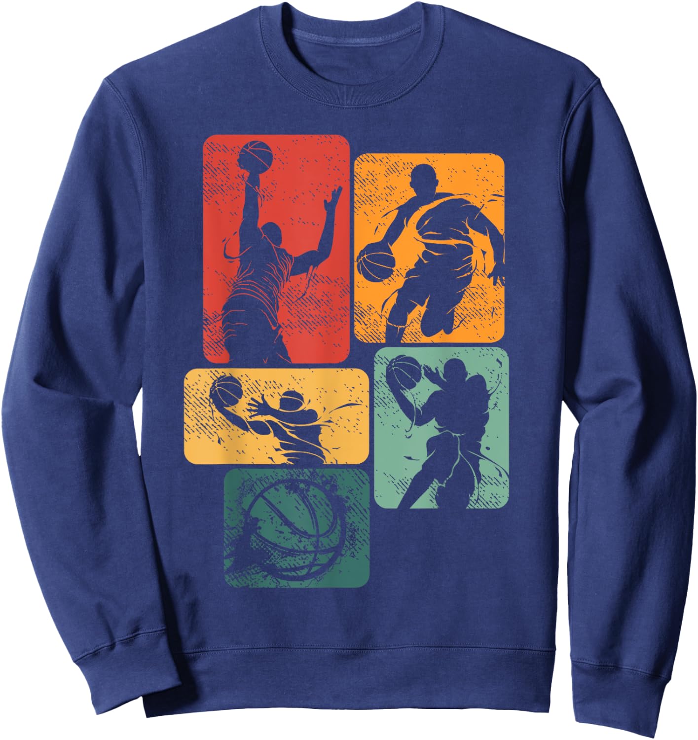 Retro Basketball Player Baller Sport Team Vintage Men Boys Sweatshirt - Sweatshirt | Navy