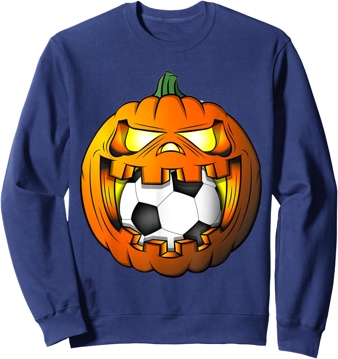 Soccer Player Halloween Pumpkin Skeleton Kids Boys Sweatshirt - Sweatshirt | Navy