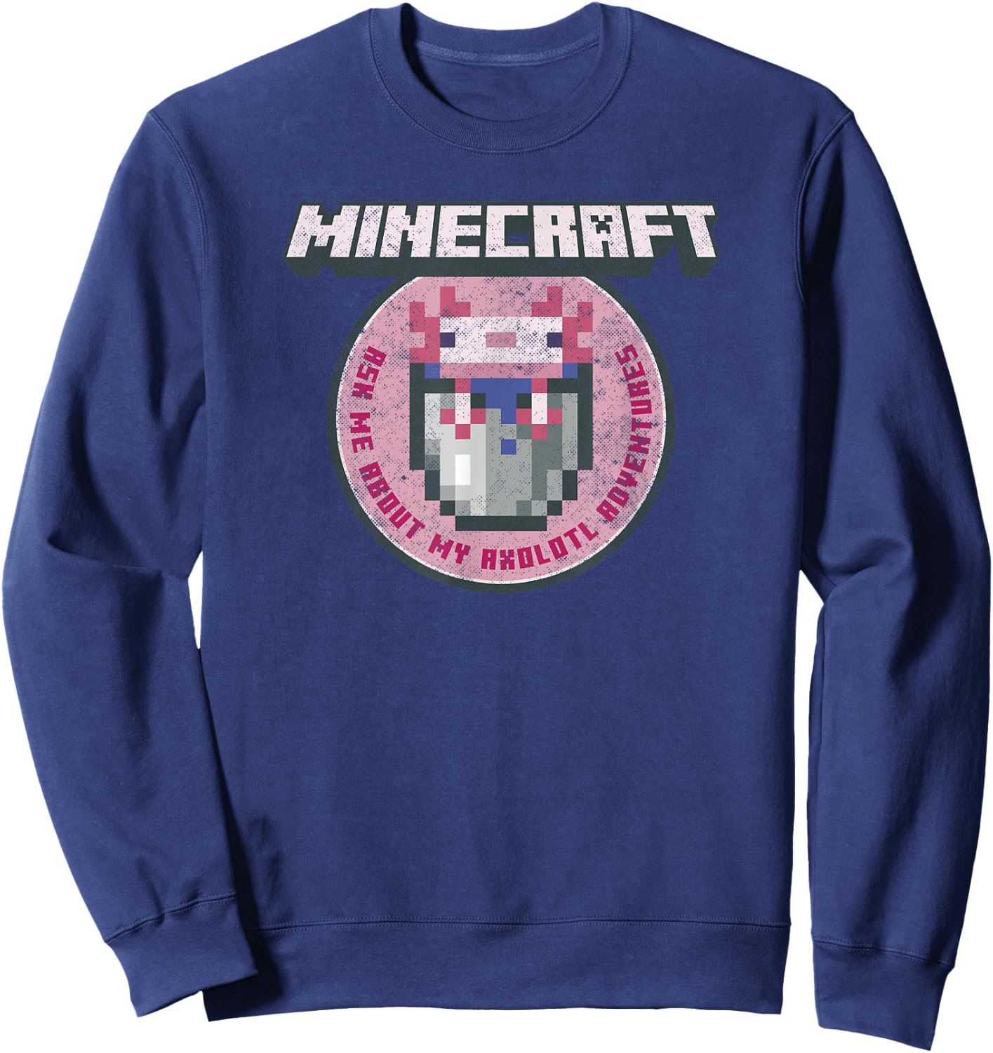 Minecraft Axolotl Adventures Circle Badge Sweatshirt - Sweatshirt | Navy