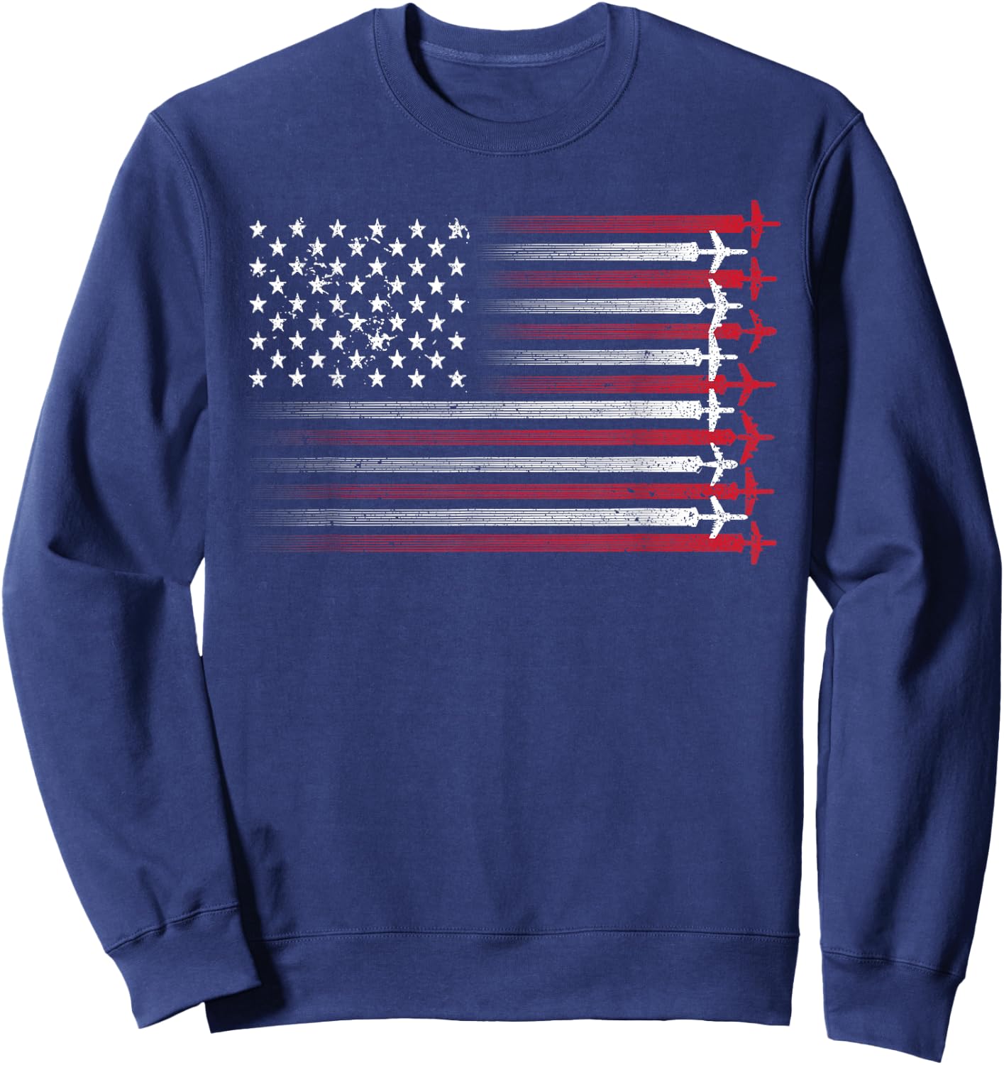 Cute Airplane Pilot Art Women Aviation 4th of July Small Sweatshirt - Sweatshirt | Navy
