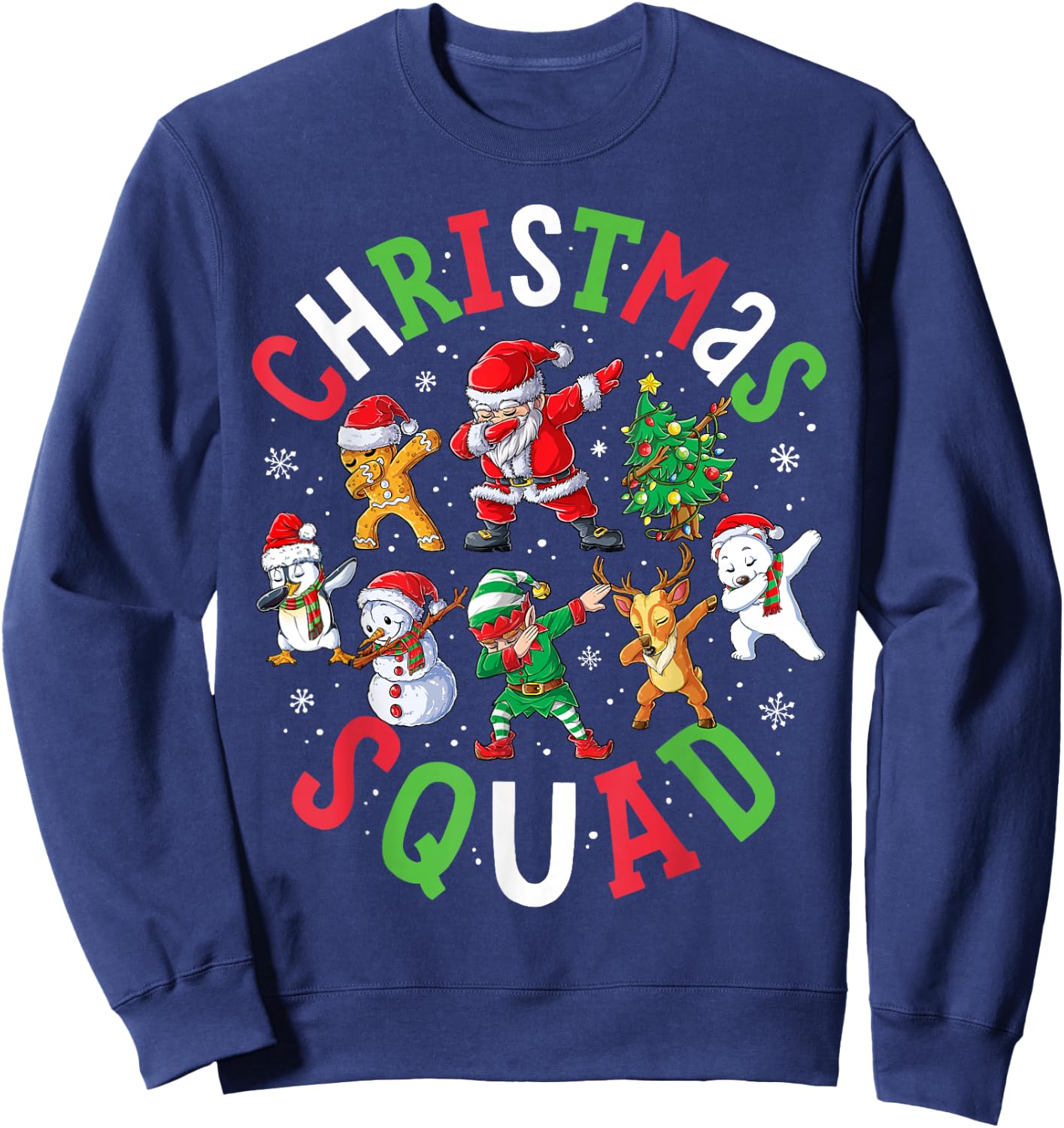 Christmas Squad Santa Dabbing Elf Family Matching Pajamas Sweatshirt - Sweatshirt | Navy