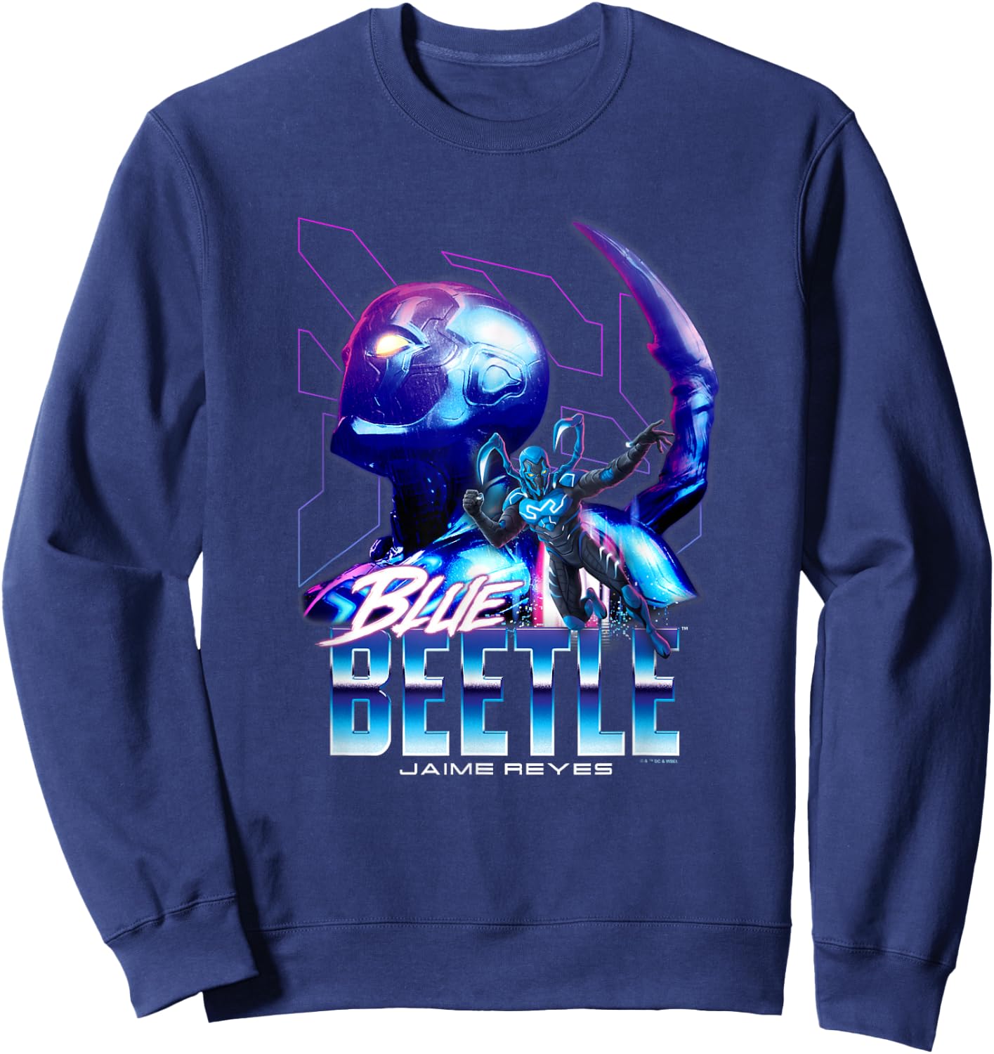 Blue Beetle Jaime Reyes Heroic Neon Outlines Portrait Sweatshirt - Sweatshirt | Navy