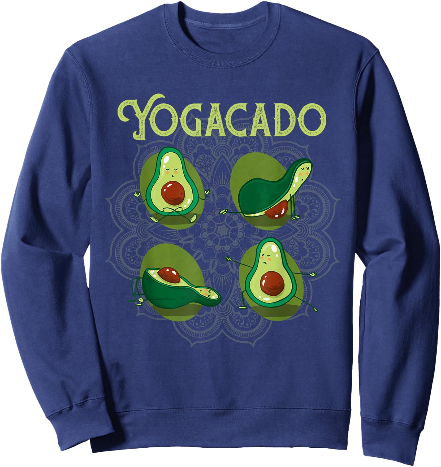 Yogacado Meditation Yoga Poses | Funny Namaste Yoga Sweatshirt - Sweatshirt | Navy