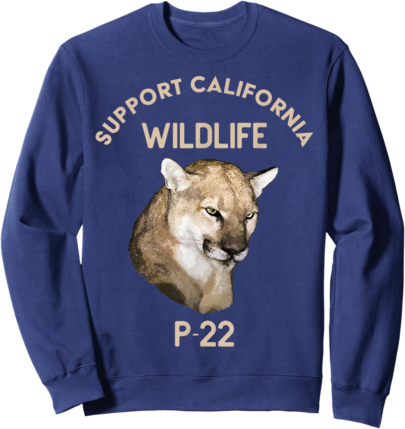 P-22 Mountain Lion Support California Wildlife Sweatshirt - Sweatshirt | Navy