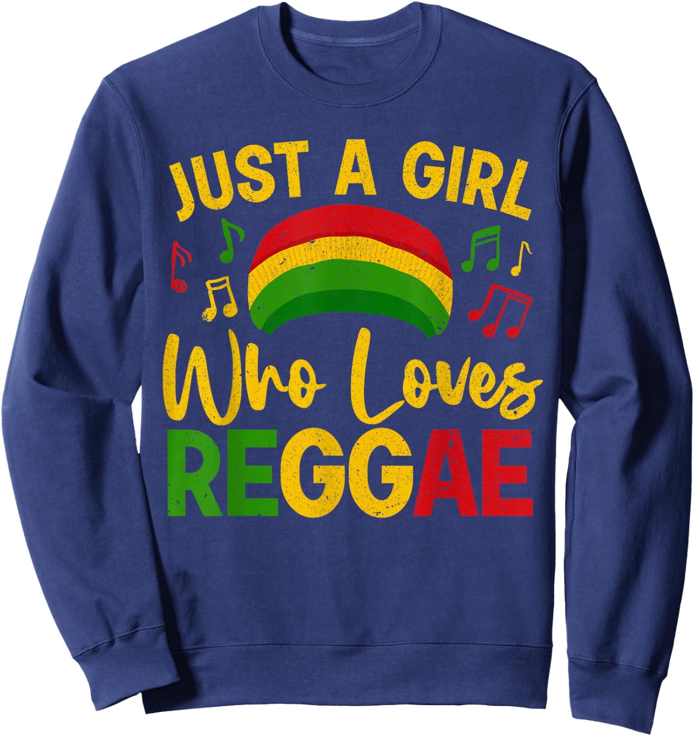 Cool Reggae For Girls Women Rasta Jamaican Music Rastafari Sweatshirt - Sweatshirt | Navy
