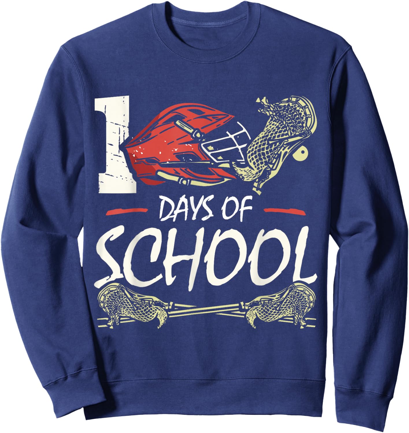 100 Days Of School Sports Game Lacrosse Player Student Sweatshirt - Sweatshirt | Navy