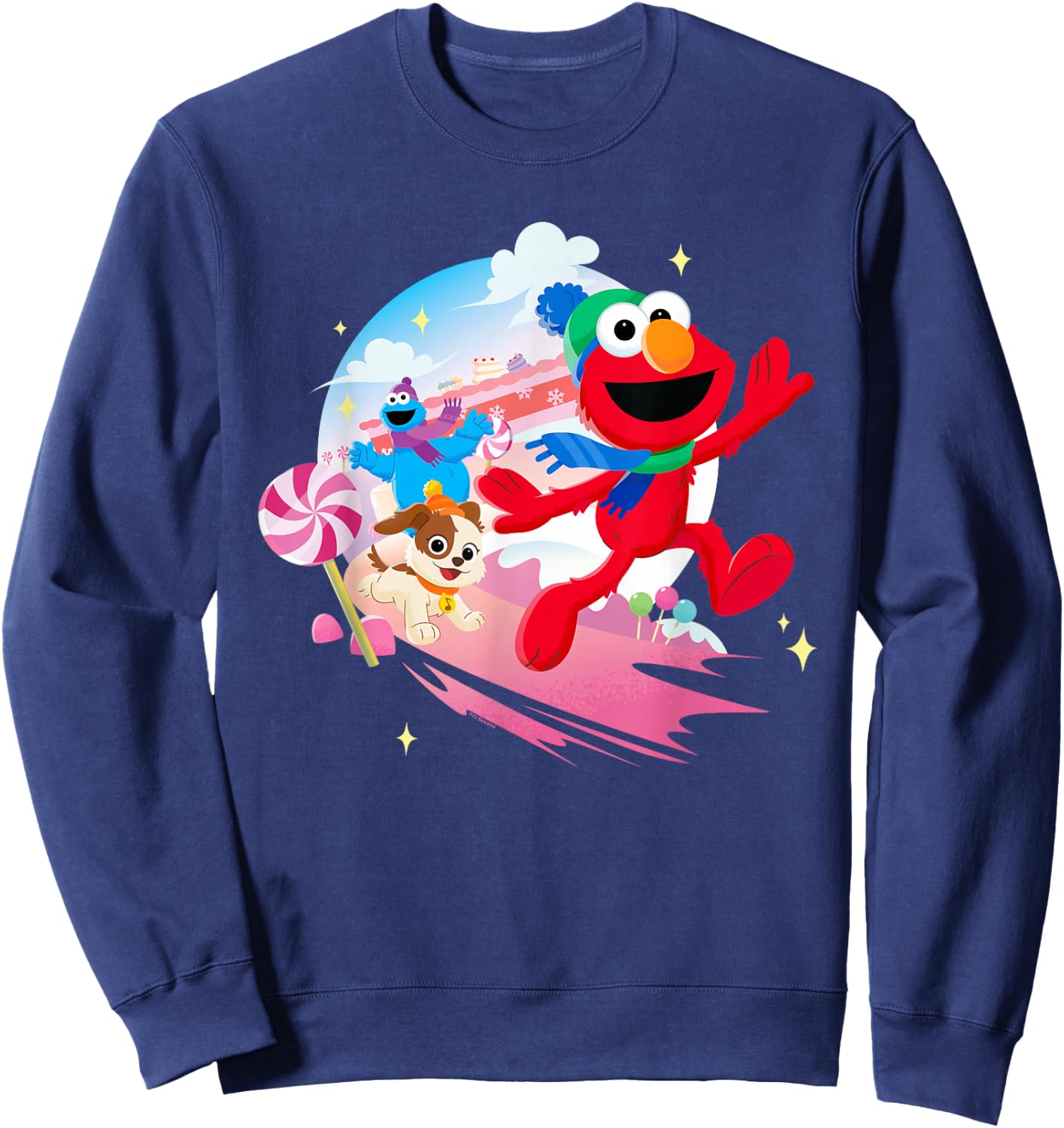 Sesame Street Holiday Cheer With Elmo, Tango, Cookie Monster Sweatshirt - Sweatshirt | Navy