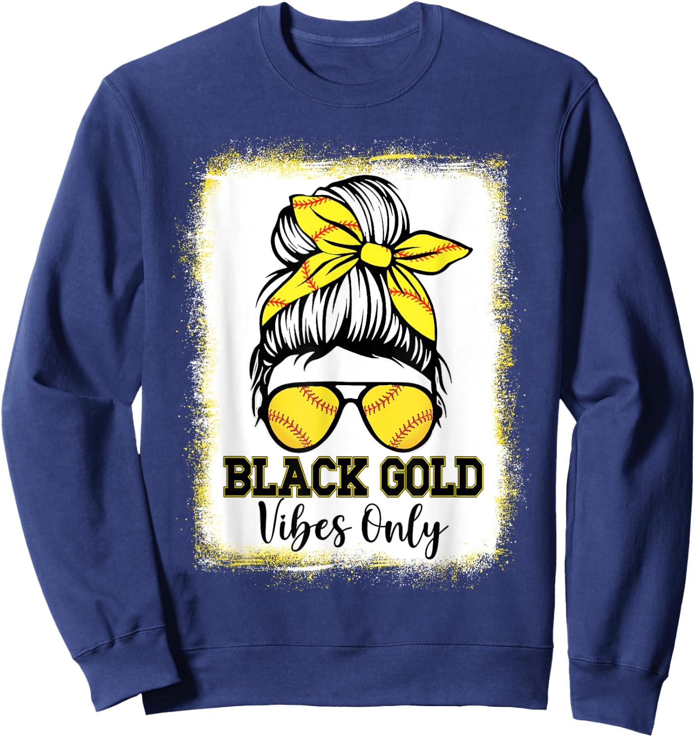 Black Gold Vibes Only Softball Shirt Women Leopard Baseball Sweatshirt - Sweatshirt | Navy