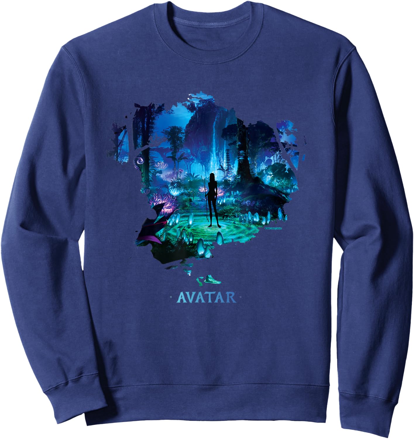 Avatar Na'vi in Pandora Jungle at Night with Logo Sweatshirt - Sweatshirt | Navy